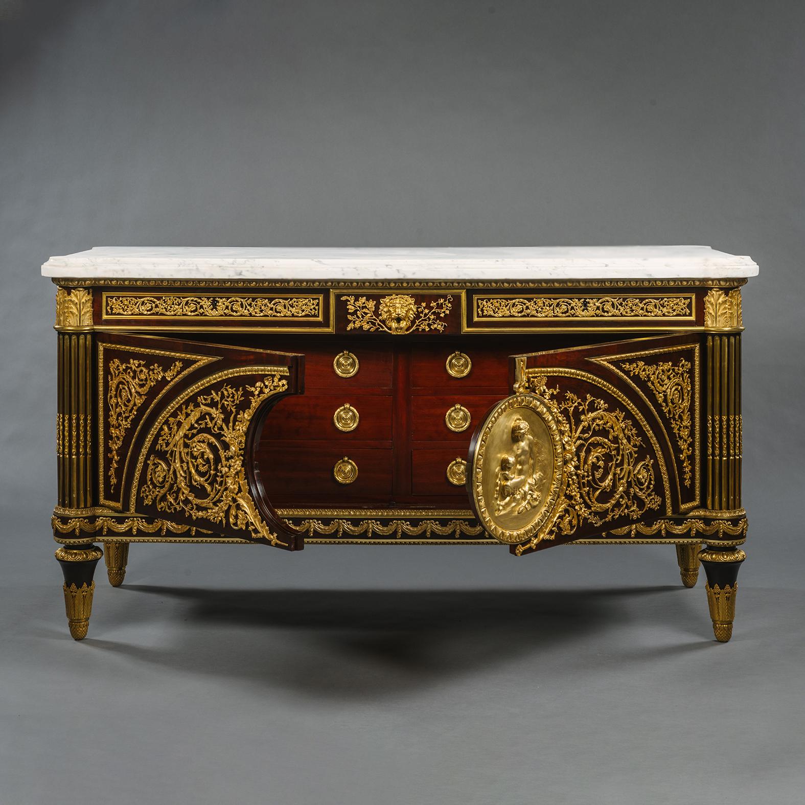 French Louis XVI Style Commode, After The Model By Joseph and Guillaume Benneman For Sale