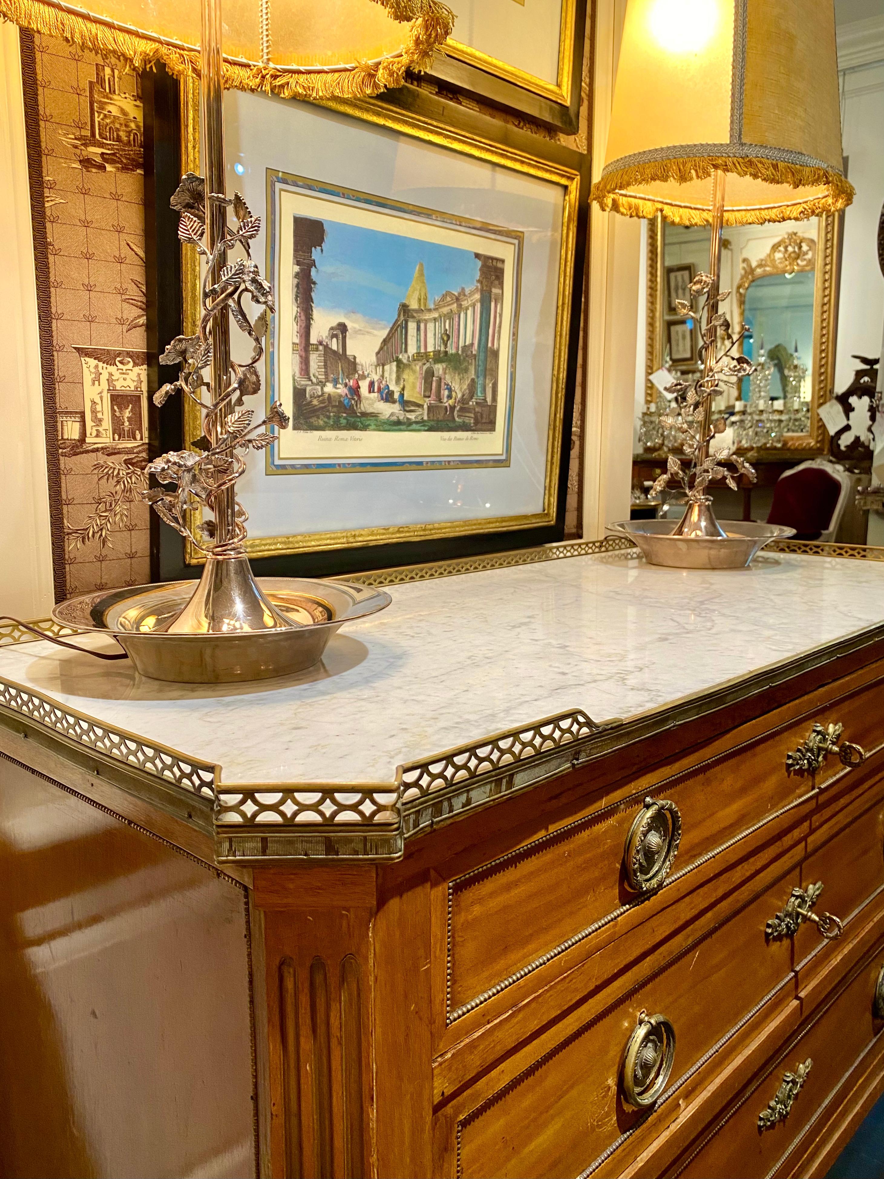 French Louis XVI Style Commode Dresser, Marble-Top with Bronze Frieze, Pale Golden Wood For Sale