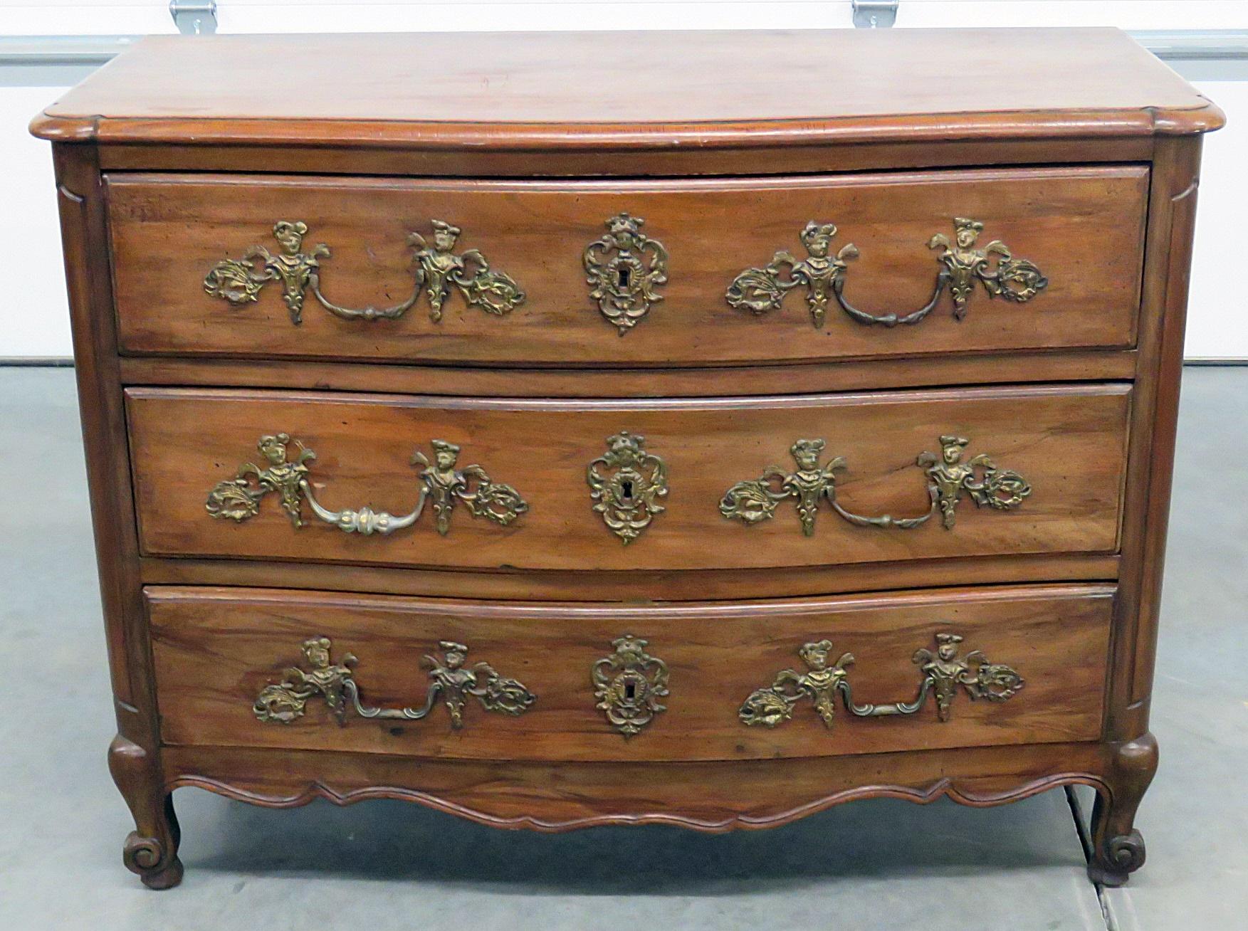 Louis XVI style 3-drawer commode with bronze mounts.
