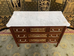 Louis XVI style commode in mahogany and amaranth