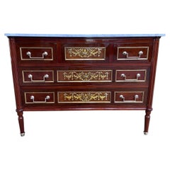 Louis XVI style commode in mahogany and amaranth