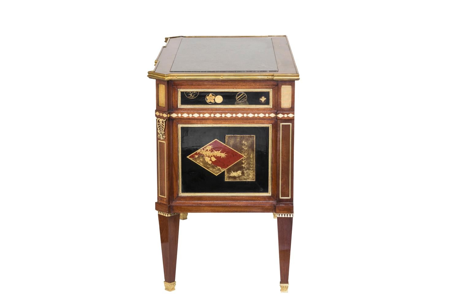 Gilt Louis XVI Style Commode with a Lacquer Decor, Early 20th Century