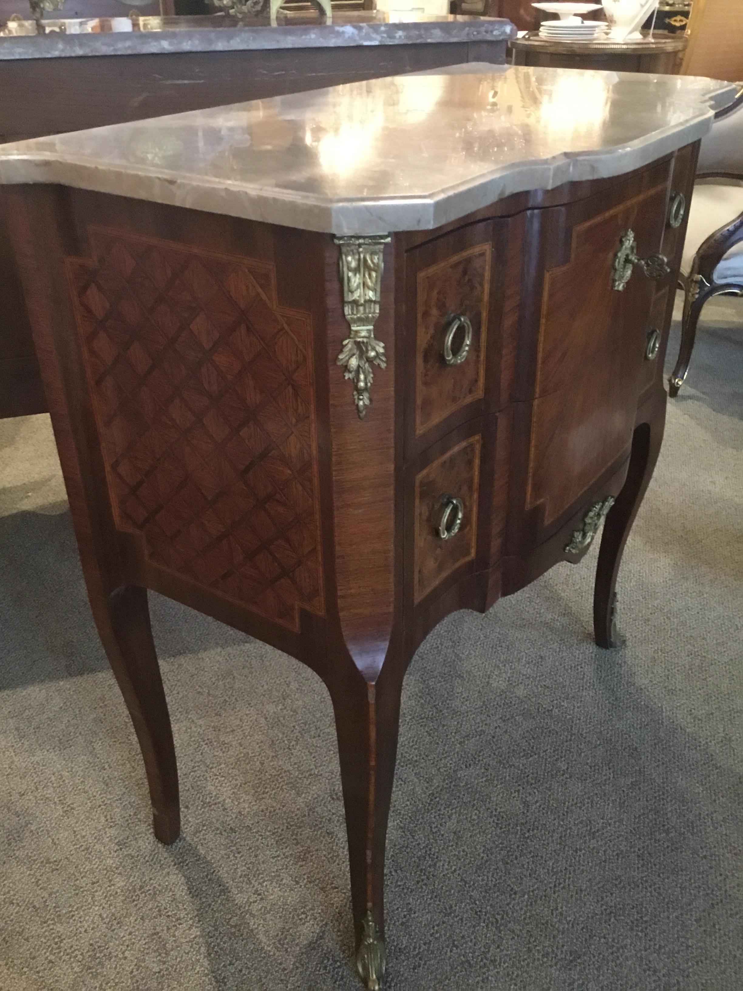 French Louis XVI Style Commode with Cream Marble Top