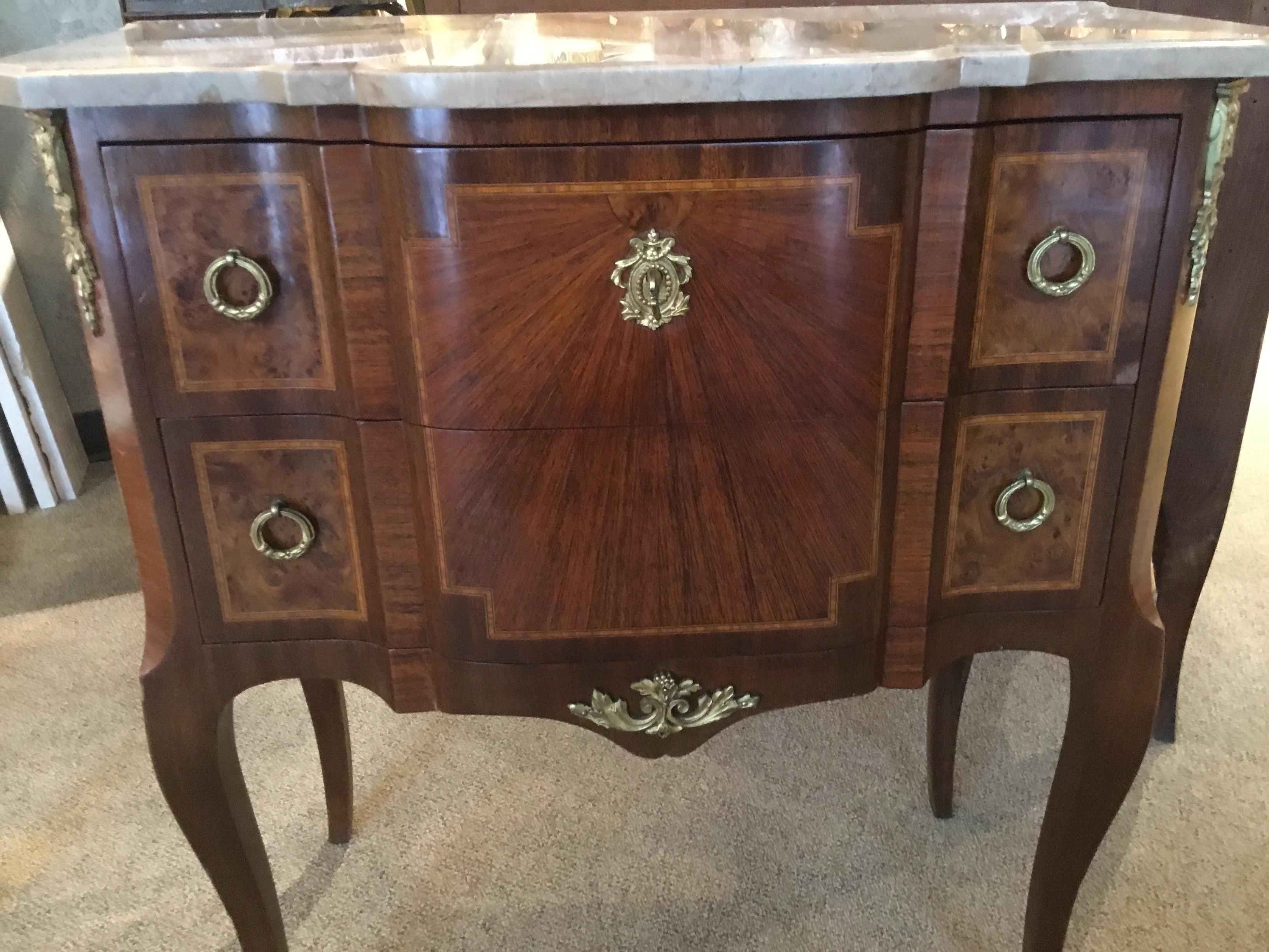 19th Century Louis XVI Style Commode with Cream Marble Top