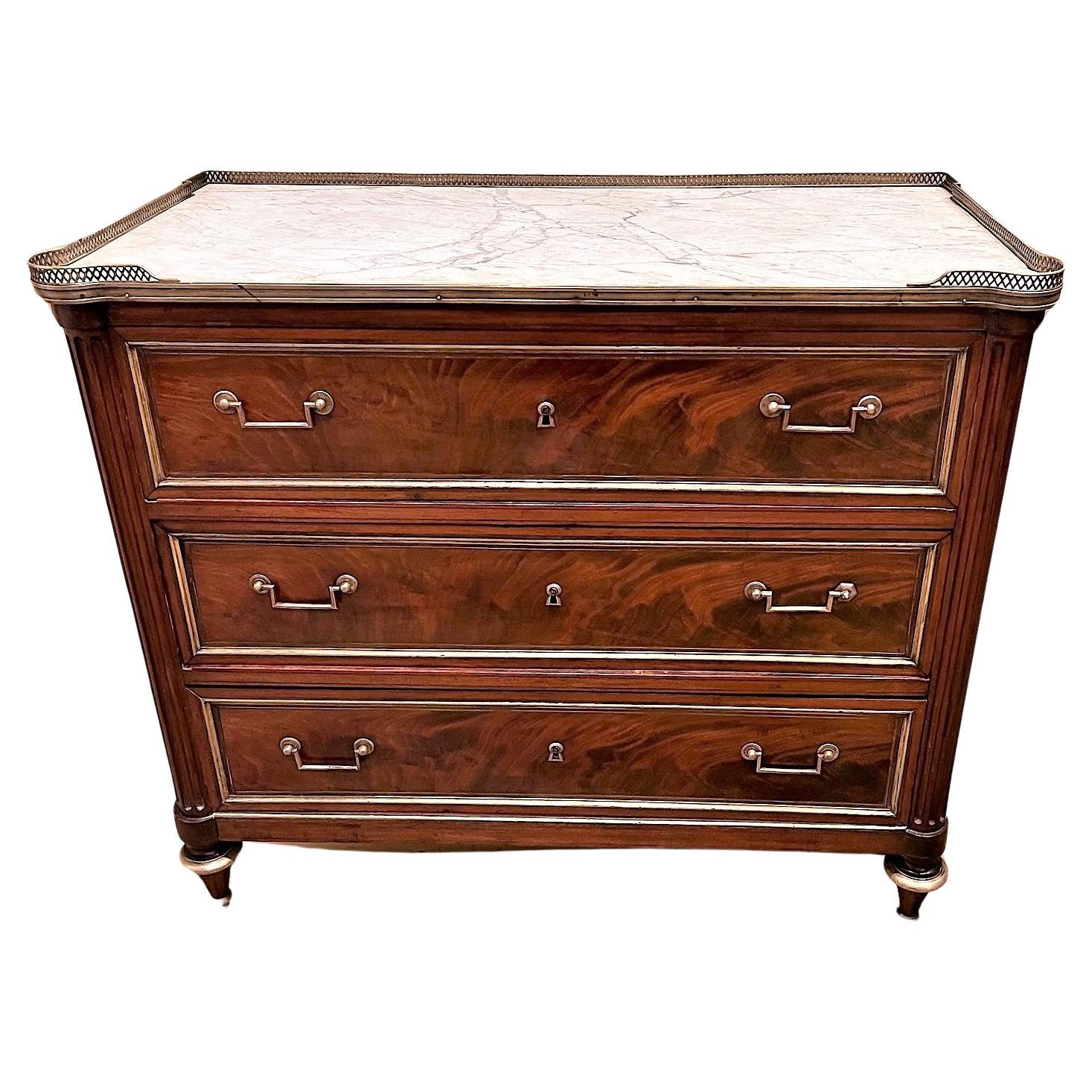Louis XVI Style Commode with Marble Top & Bronze Mounts, France, Circa:1860