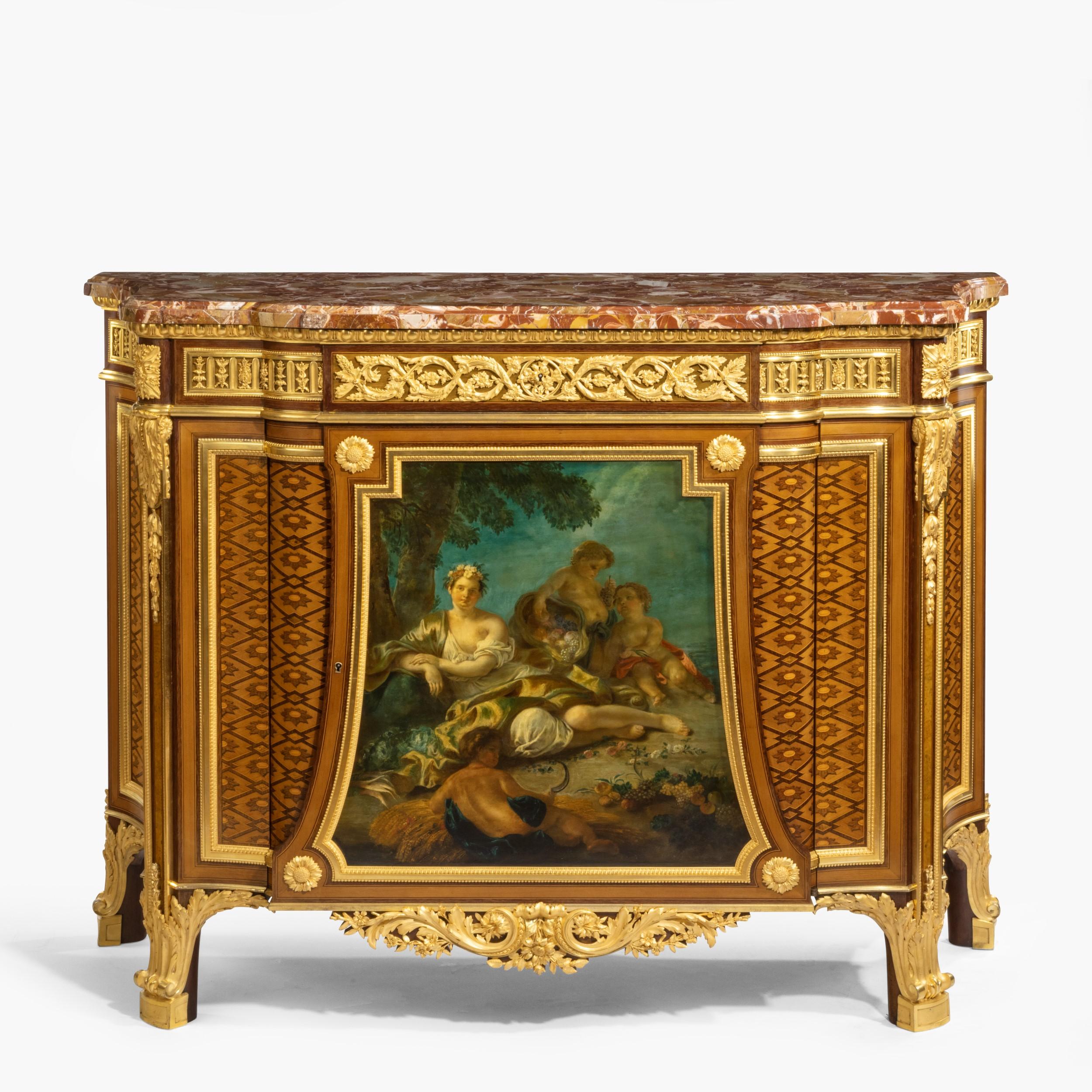 Louis XVI Style Commode with Painted Panel by Henry Dasson, Dated 1879 For Sale 3