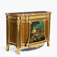 Louis XVI Style Commode with Painted Panel by Henry Dasson, Dated 1879