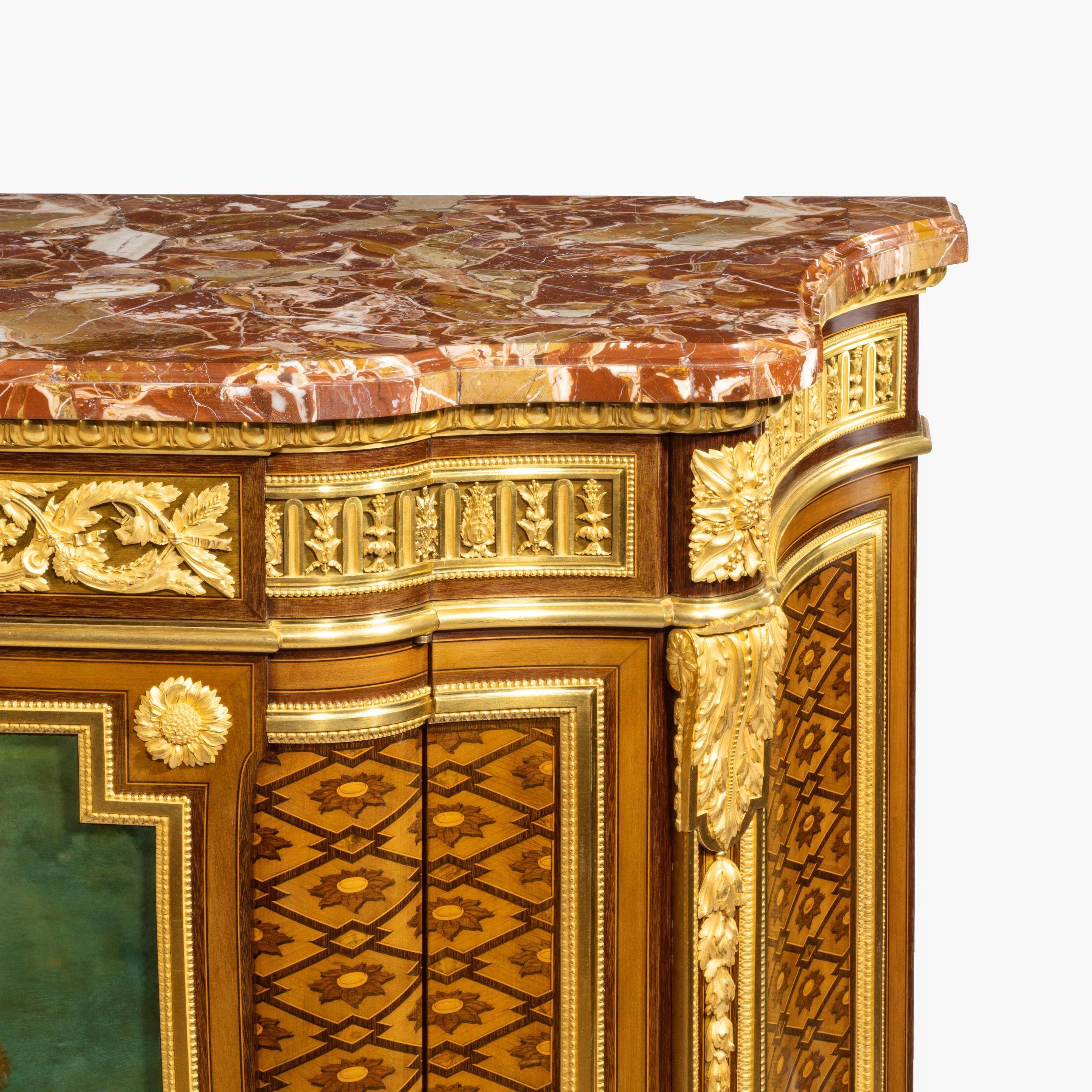 Gilt Louis XVI Style Commode with Painted Panel by Henry Dasson, Dated 1879 For Sale