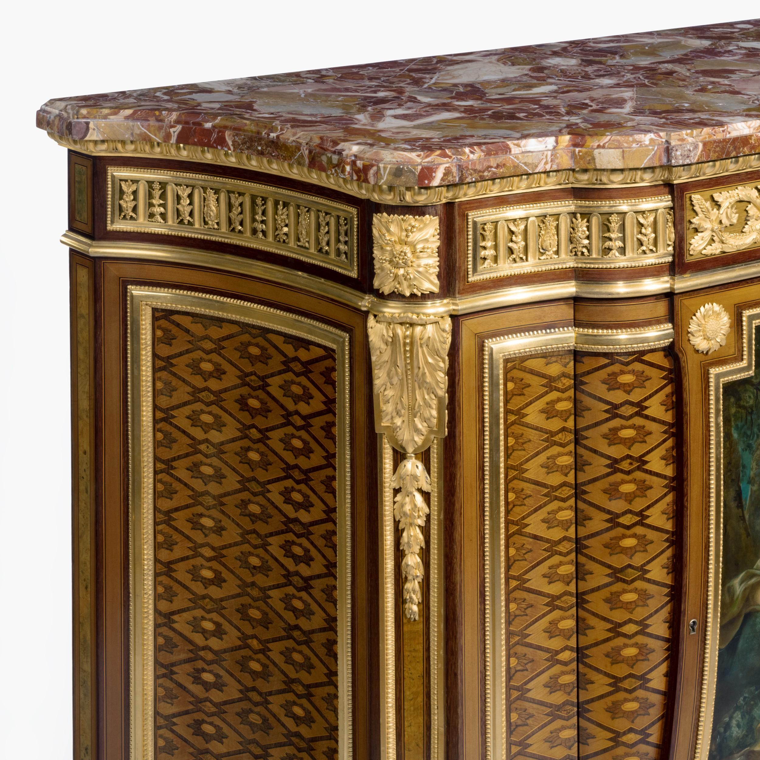 Louis XVI Style Commode with Painted Panel by Henry Dasson, Dated 1879 For Sale 1