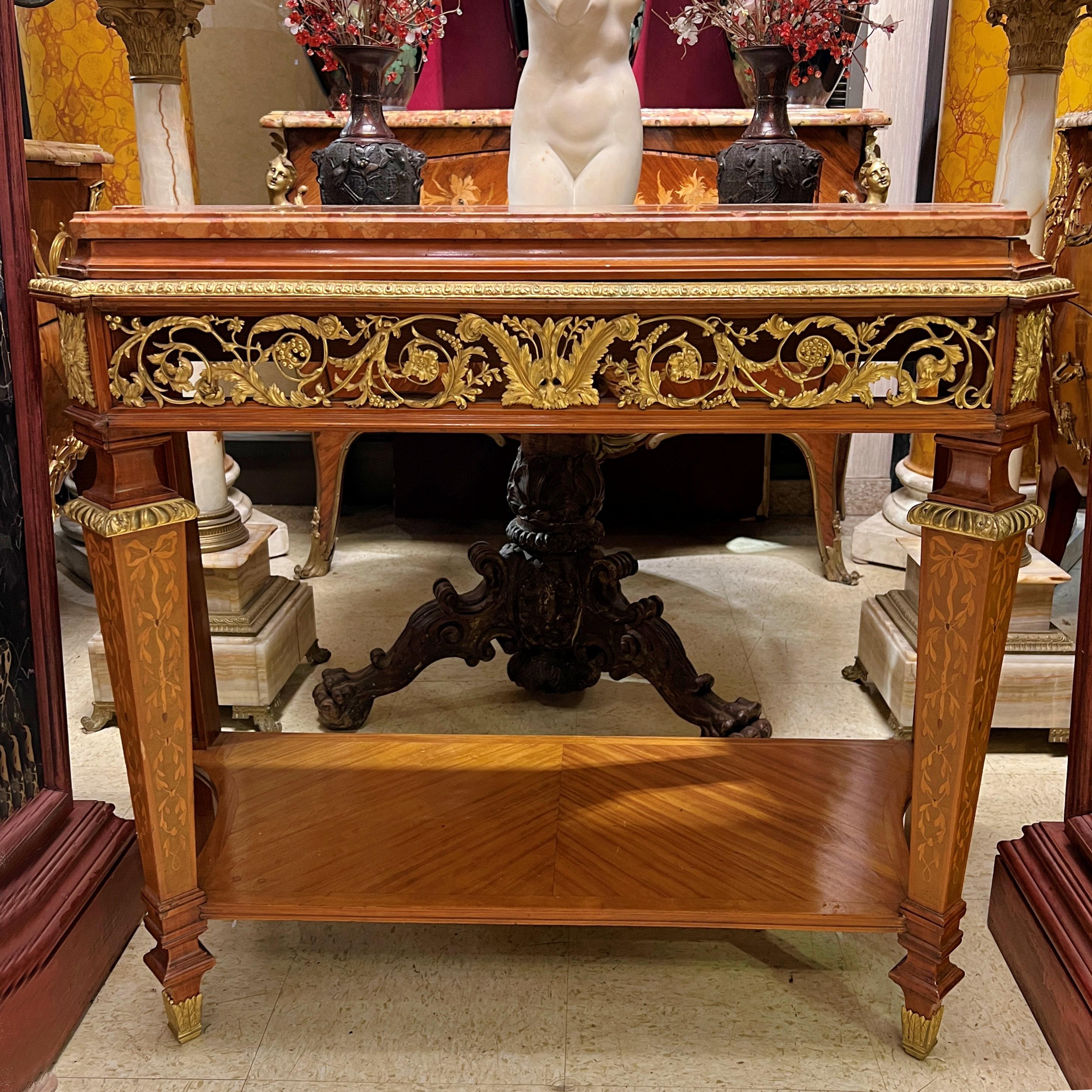 European Louis XVI Style Console Table by Ameublement Forest of Paris