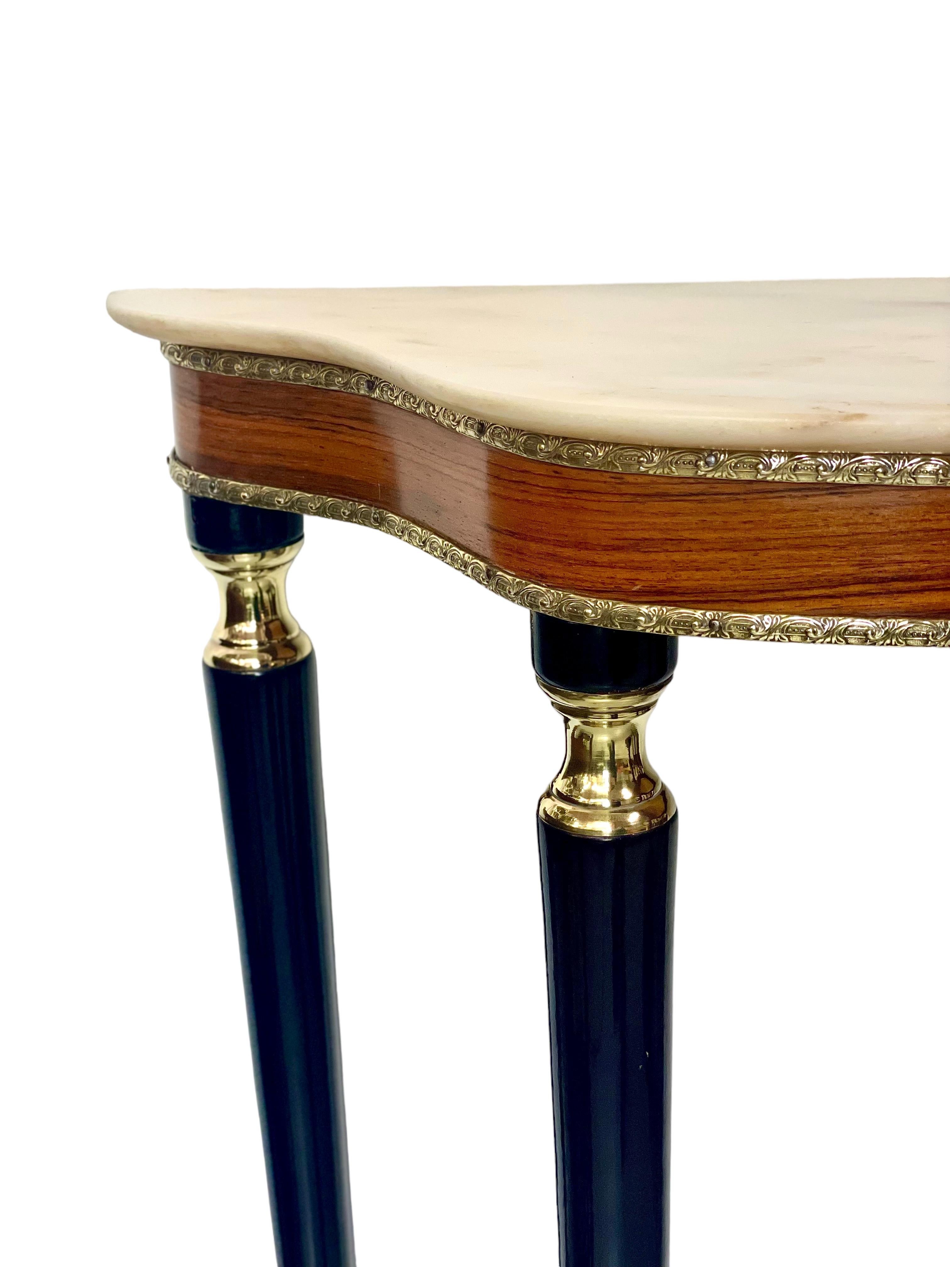 Brass 19th Century French Louis XVI Style Console Table with Marble Top