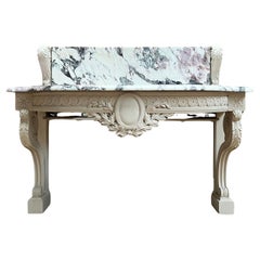 Louis XVI Style Console Table with Marble Top