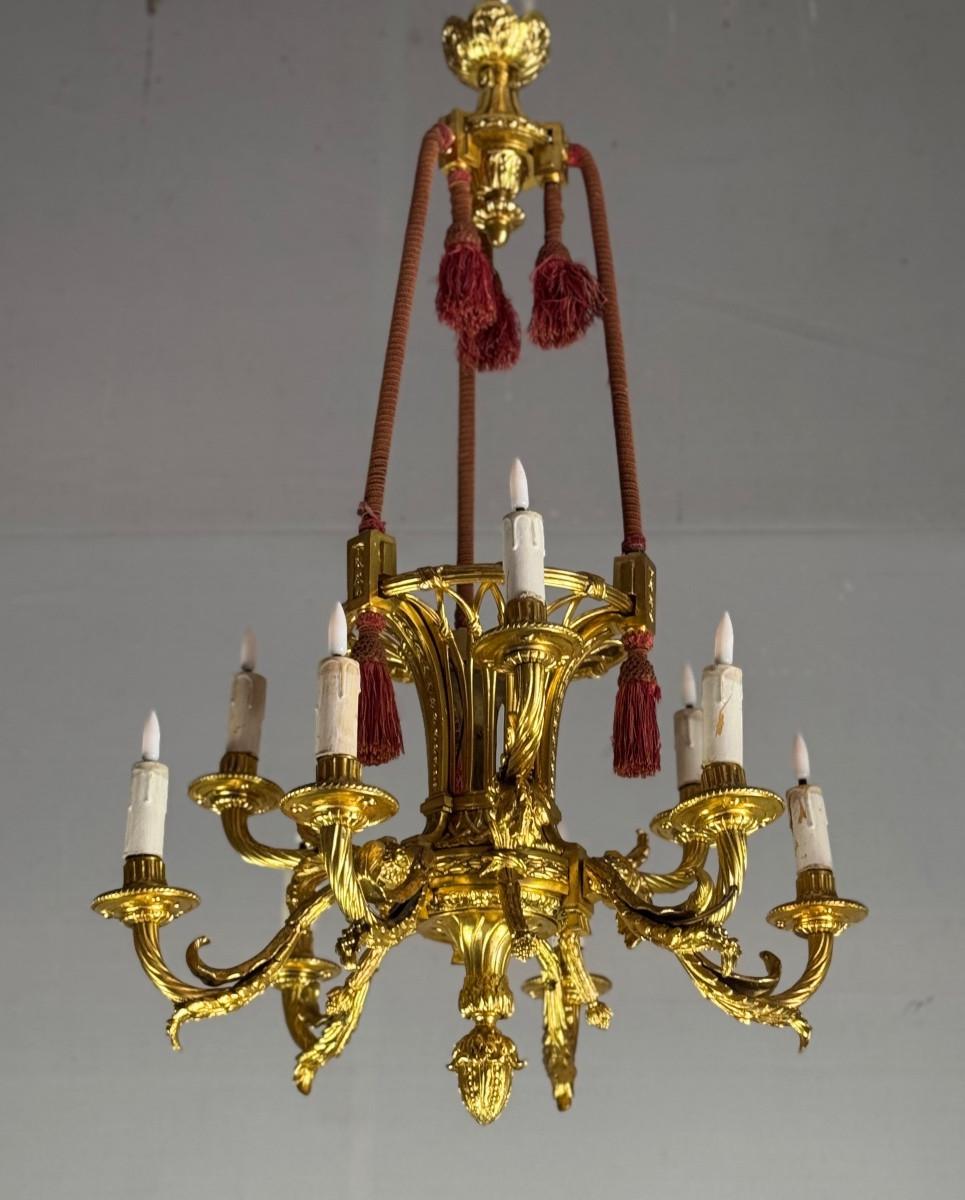 Lampadario Corbeille in stile Luigi XVI in bronzo dorato CIRCA 1880 in vendita 5
