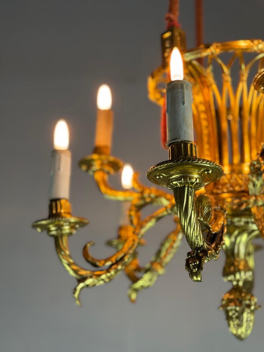 Lampadario Corbeille in stile Luigi XVI in bronzo dorato CIRCA 1880 In condizioni buone in vendita a Honnelles, WHT
