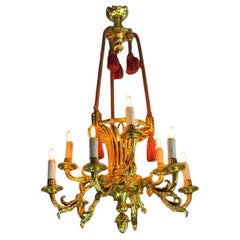 Araña Corbeille Estilo Luis XVI En Bronce Dorado Circa 1880