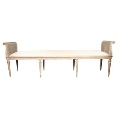 Louis XVI Style Creme Painted Bench