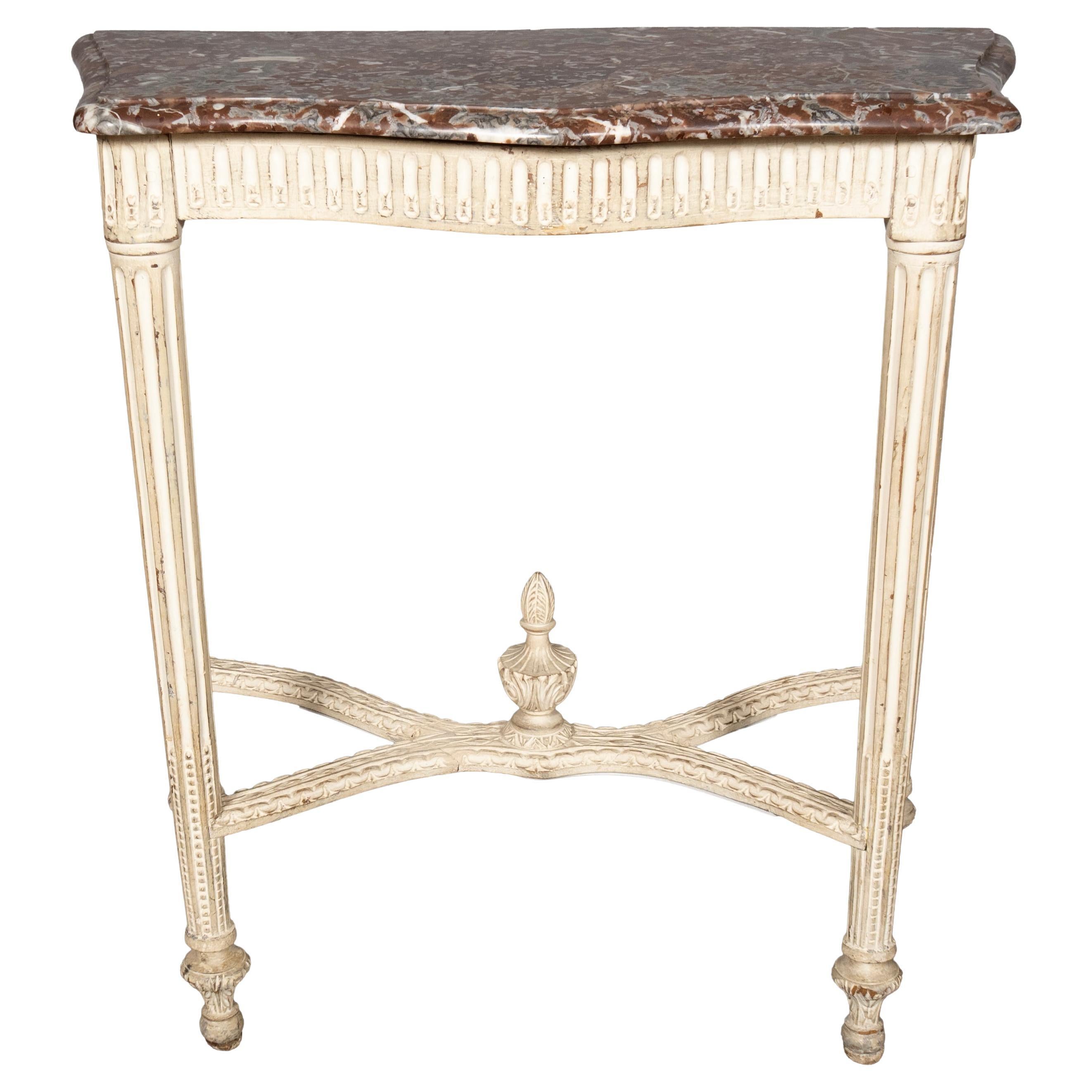Louis XVI Style Creme Painted Console Table