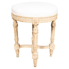 Tabouret de style Louis XVI peint en crème