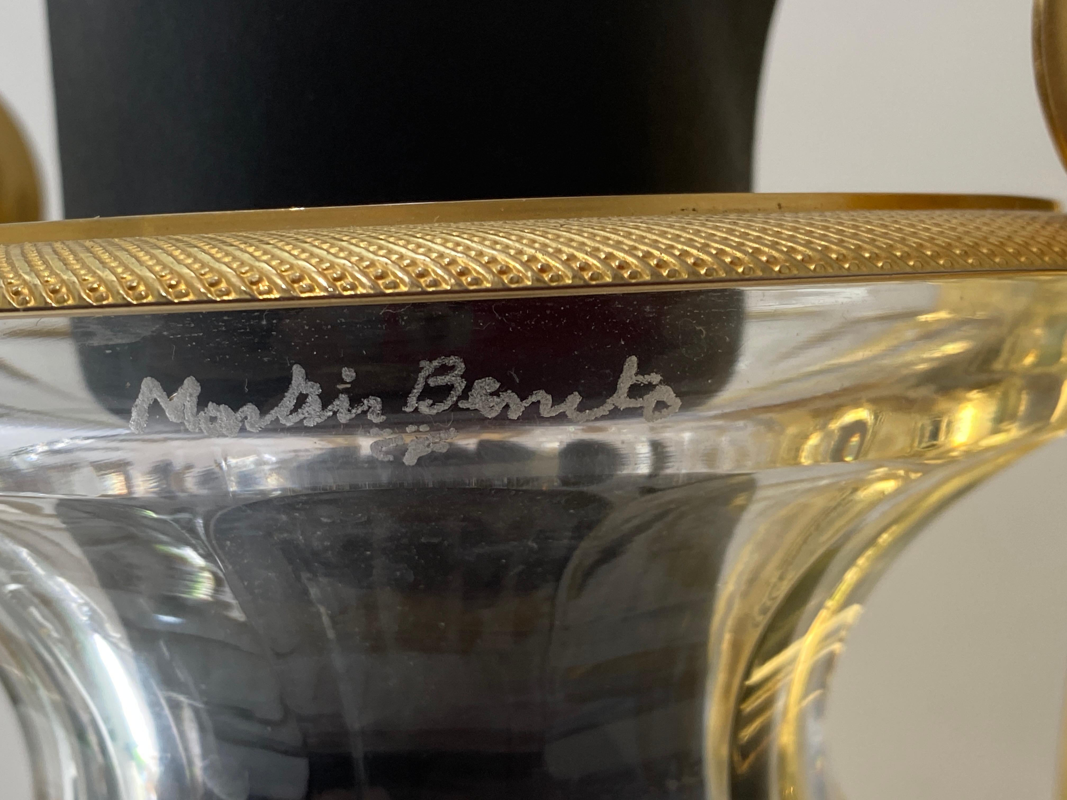 French Louis XVI Style Crystal and Bronze Vase by Martin Benito  For Sale