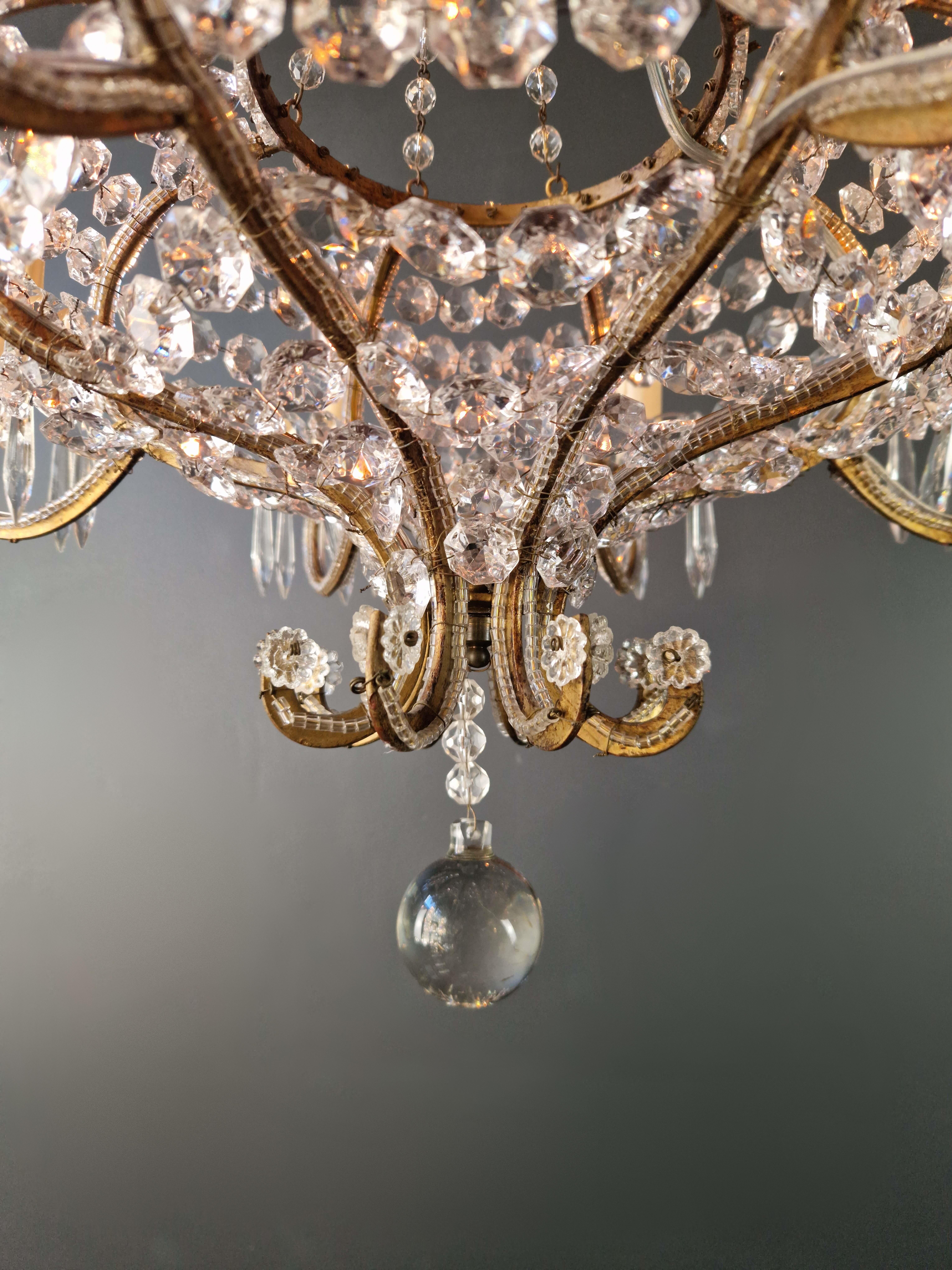 Louis XVI style crystal antique chandelier ceiling shine Art Nouveau France For Sale 1