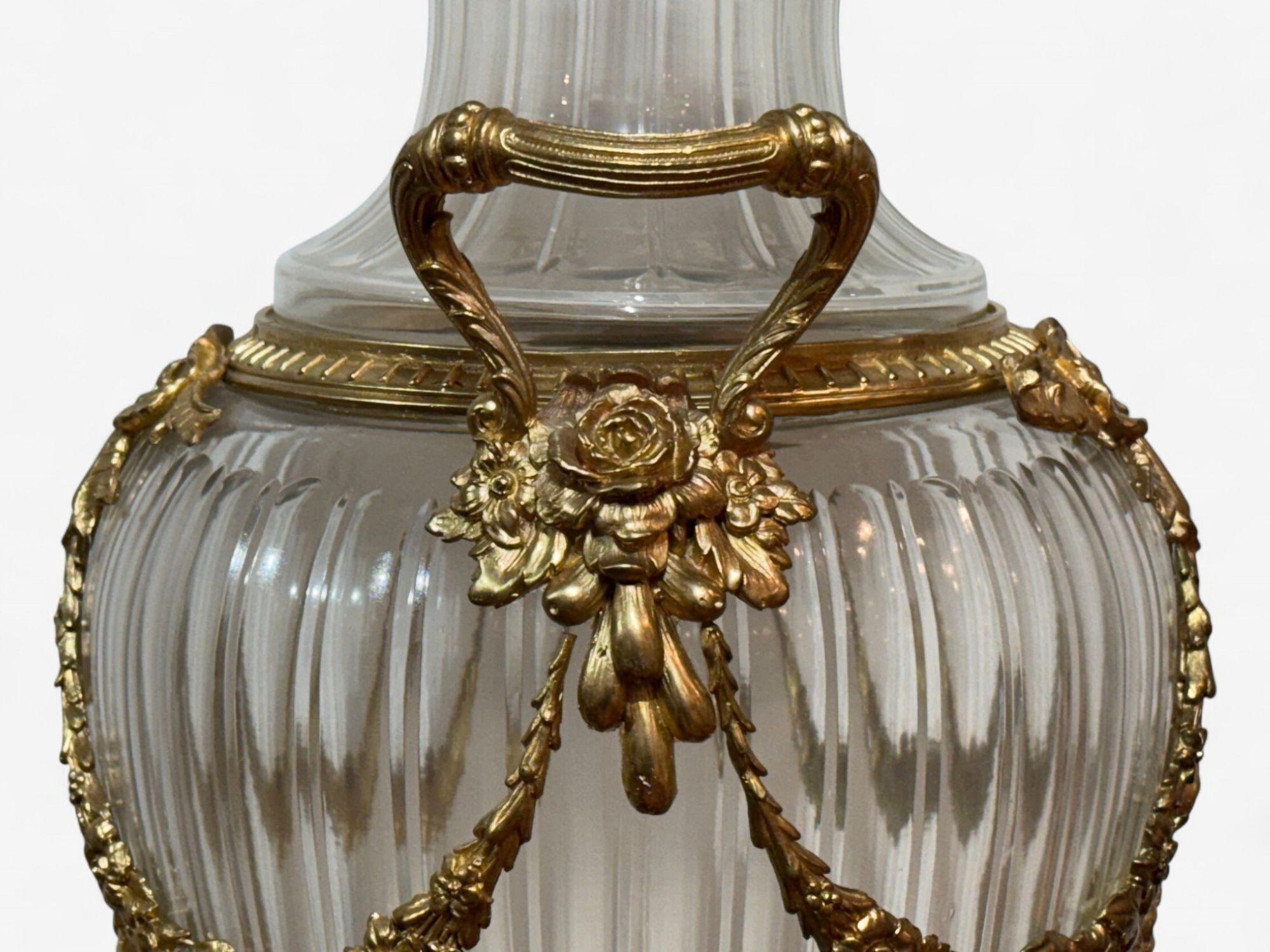 Louis XVI Style, Crystal, Bronze, Monumental Lidded Urns, Italy, 20th c. For Sale 4
