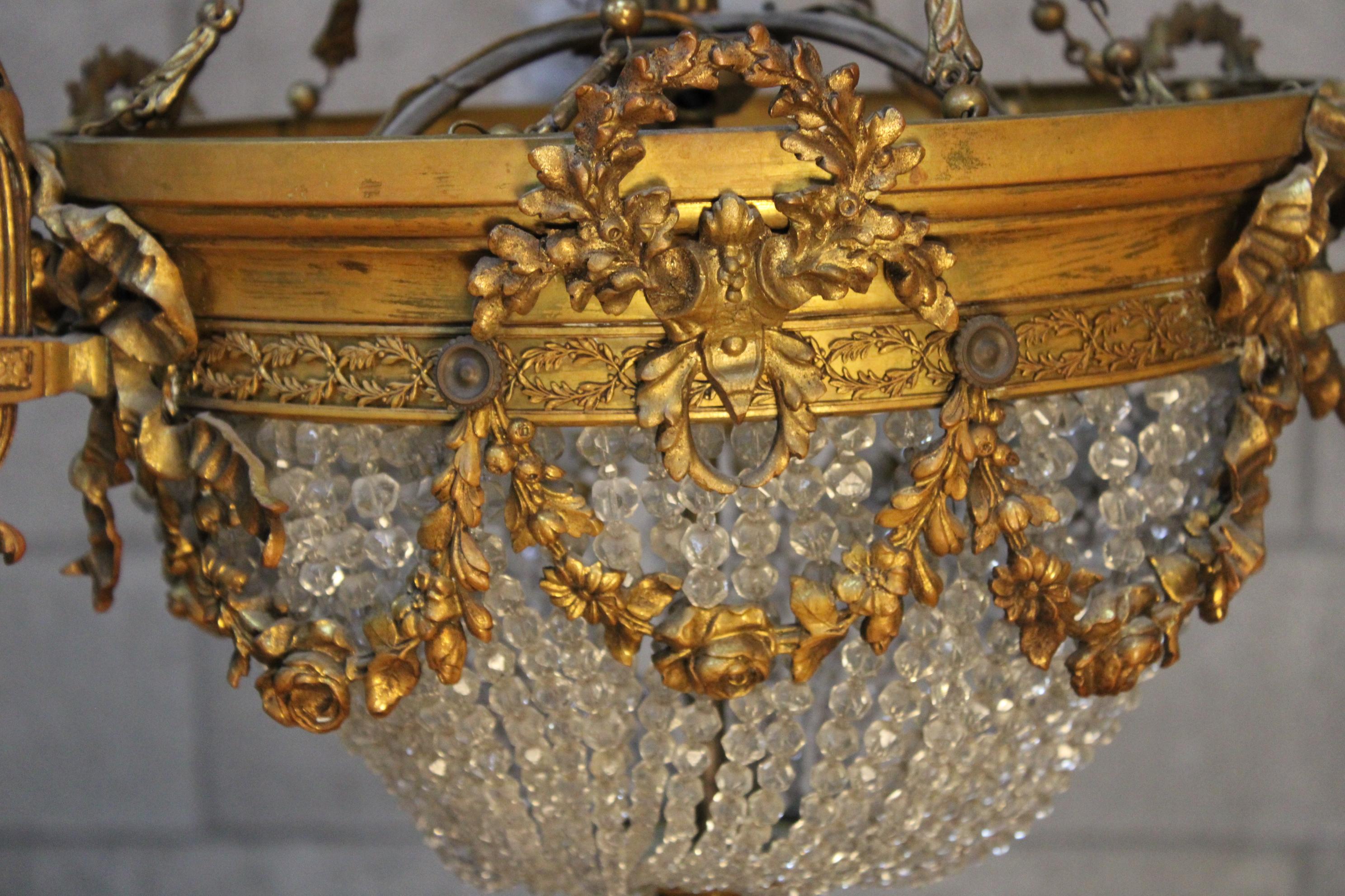 Louis XVI Style Crystal Giltbronze Chandelier 1