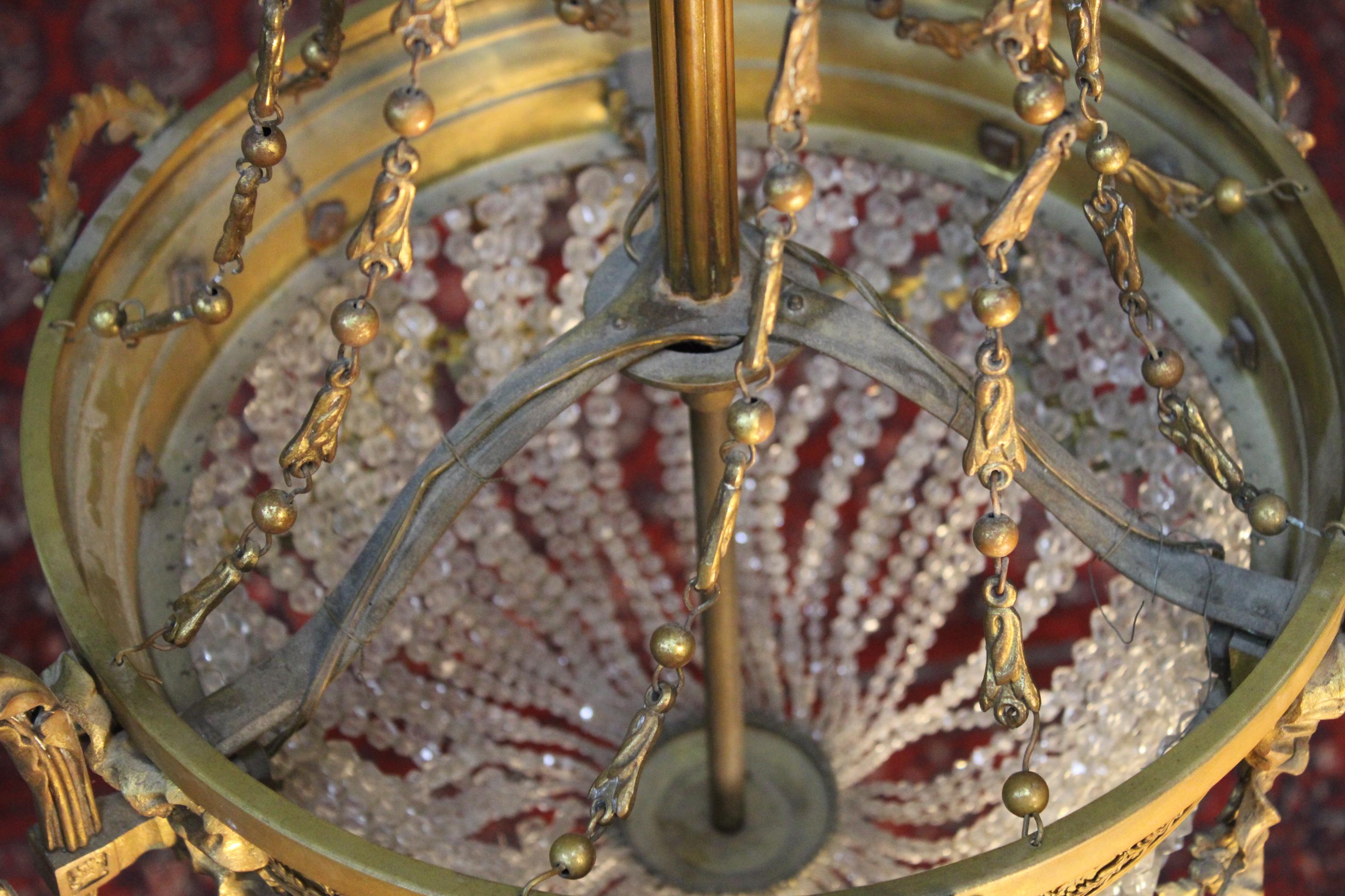 Louis XVI Style Crystal Giltbronze Chandelier 2