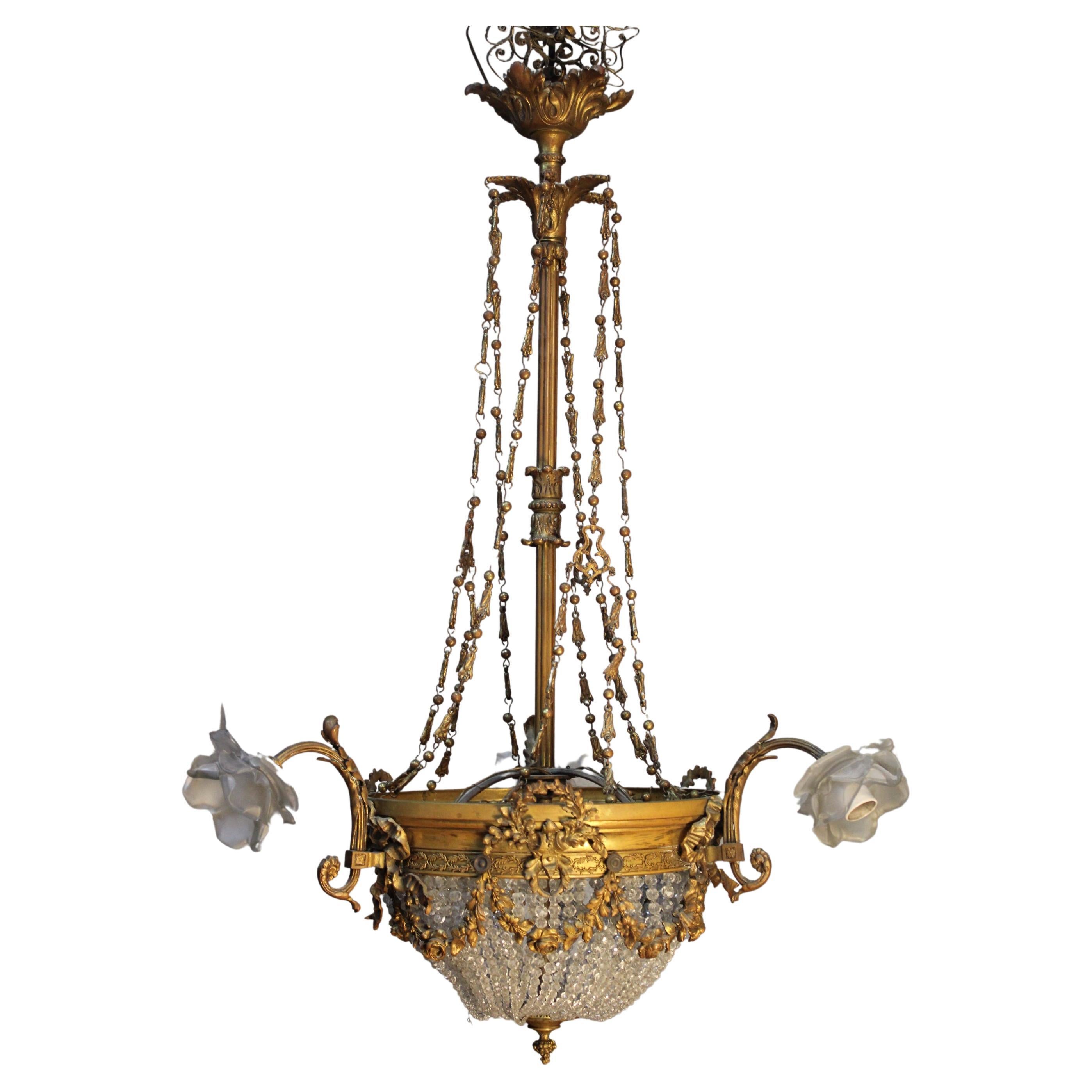 Louis XVI Style Crystal Giltbronze Chandelier