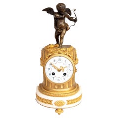 Louis XVI Style Cupid Patinated Bronze Clock Louis XVI Style Cupid Patinated Bronze Clock