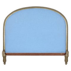 Louis XVI Style Curved Headboard Newly Upholstered in Linen