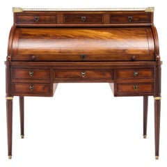 Louis XVI Style Cylinder Desk, Cuban Flamed Mahogany, 1890s