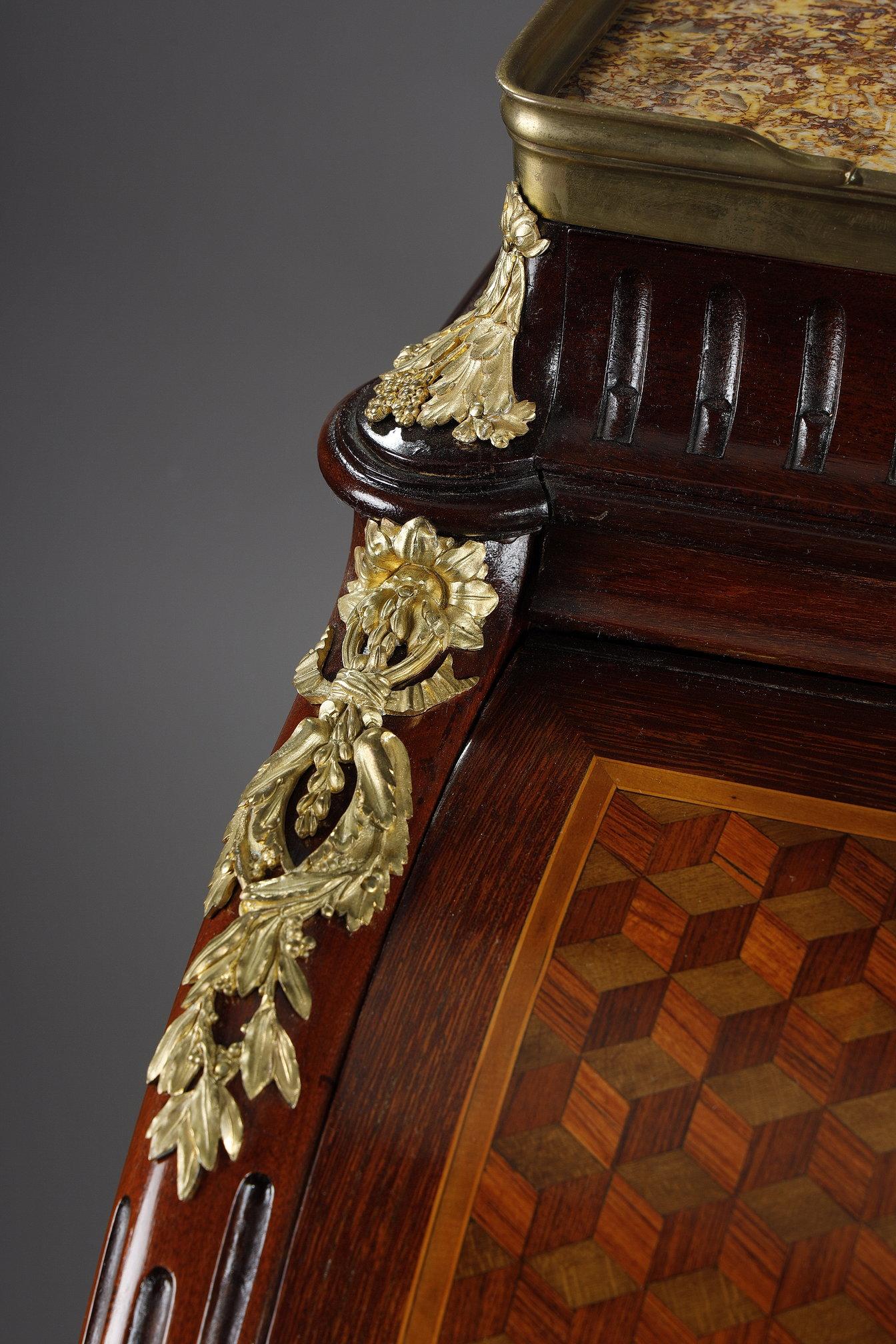 Scrivania a cilindro in stile Luigi XVI in intarsio e bronzi dorati, fine XIX secolo in vendita 12