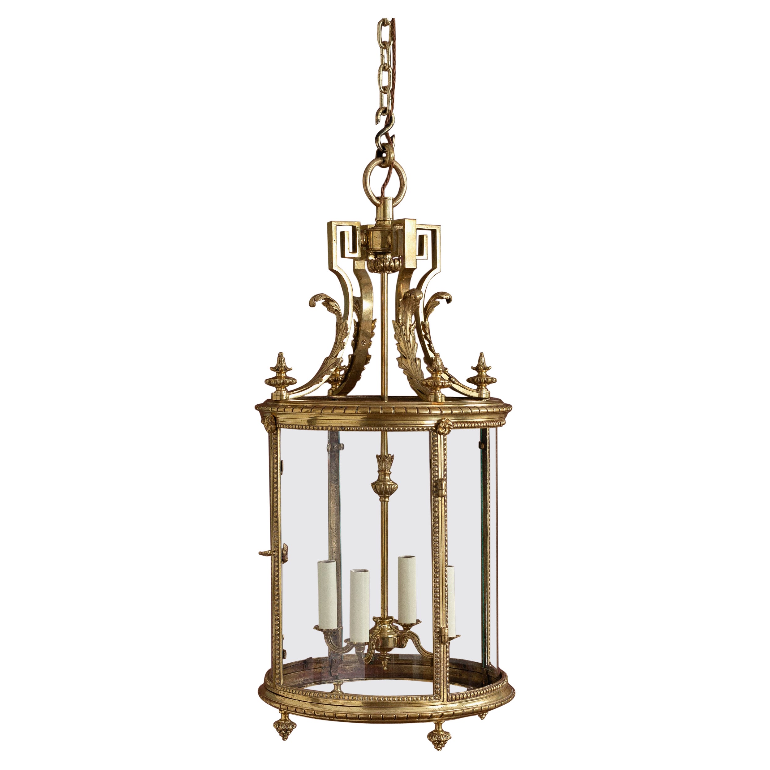 Louis XVI Style Cylindrical Hall Lantern For Sale