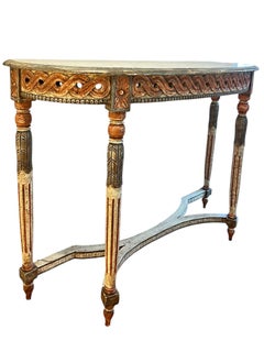Louis XVI Style Demi-Lune Console – Painted and Gilt, Probably Italian, 20th Cen