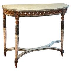 Louis XVI Style Demi-Lune Console – Painted and Gilt, Probably Italian, 20th Cen