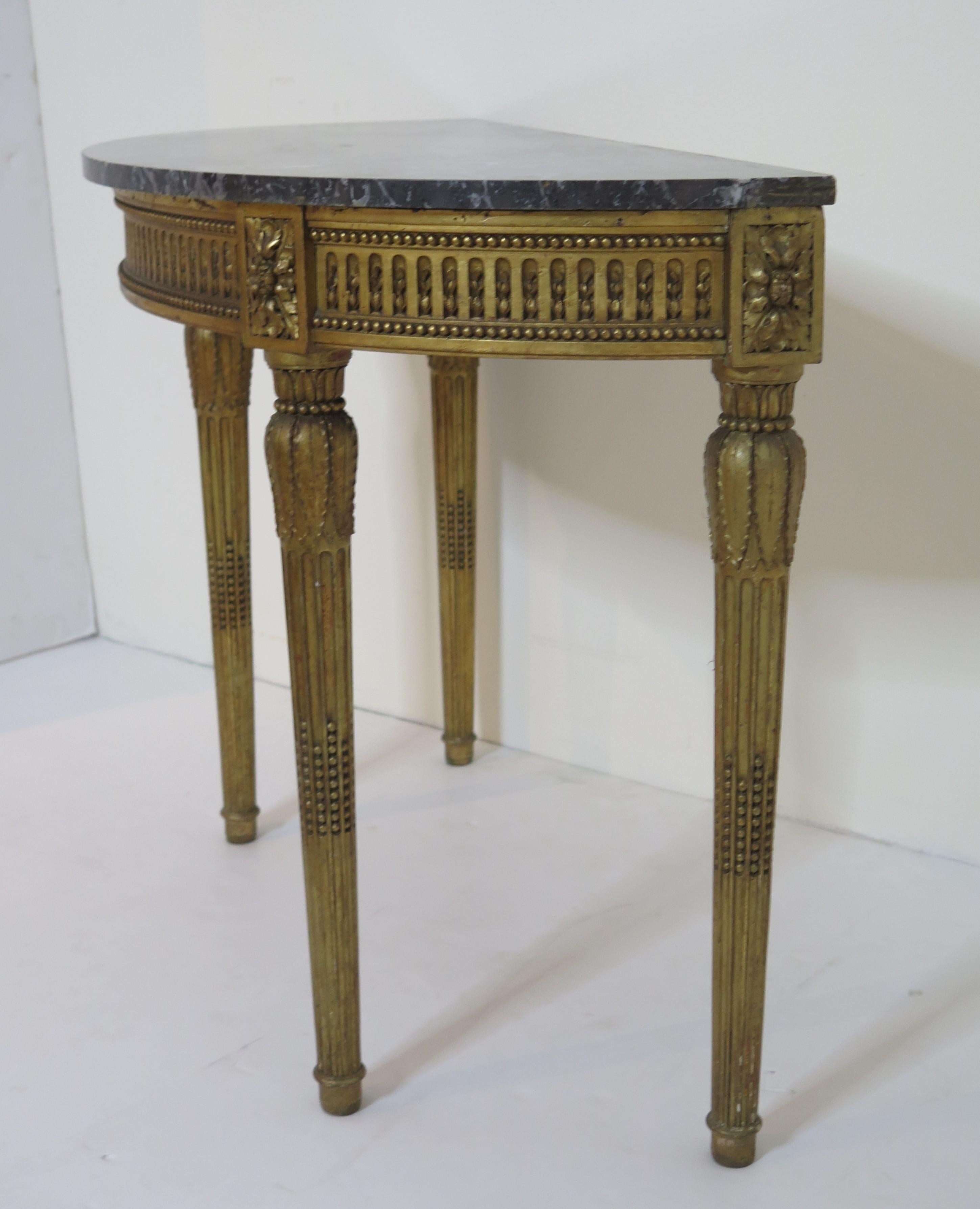 Carved Louis XVI Style Demilune Console Table