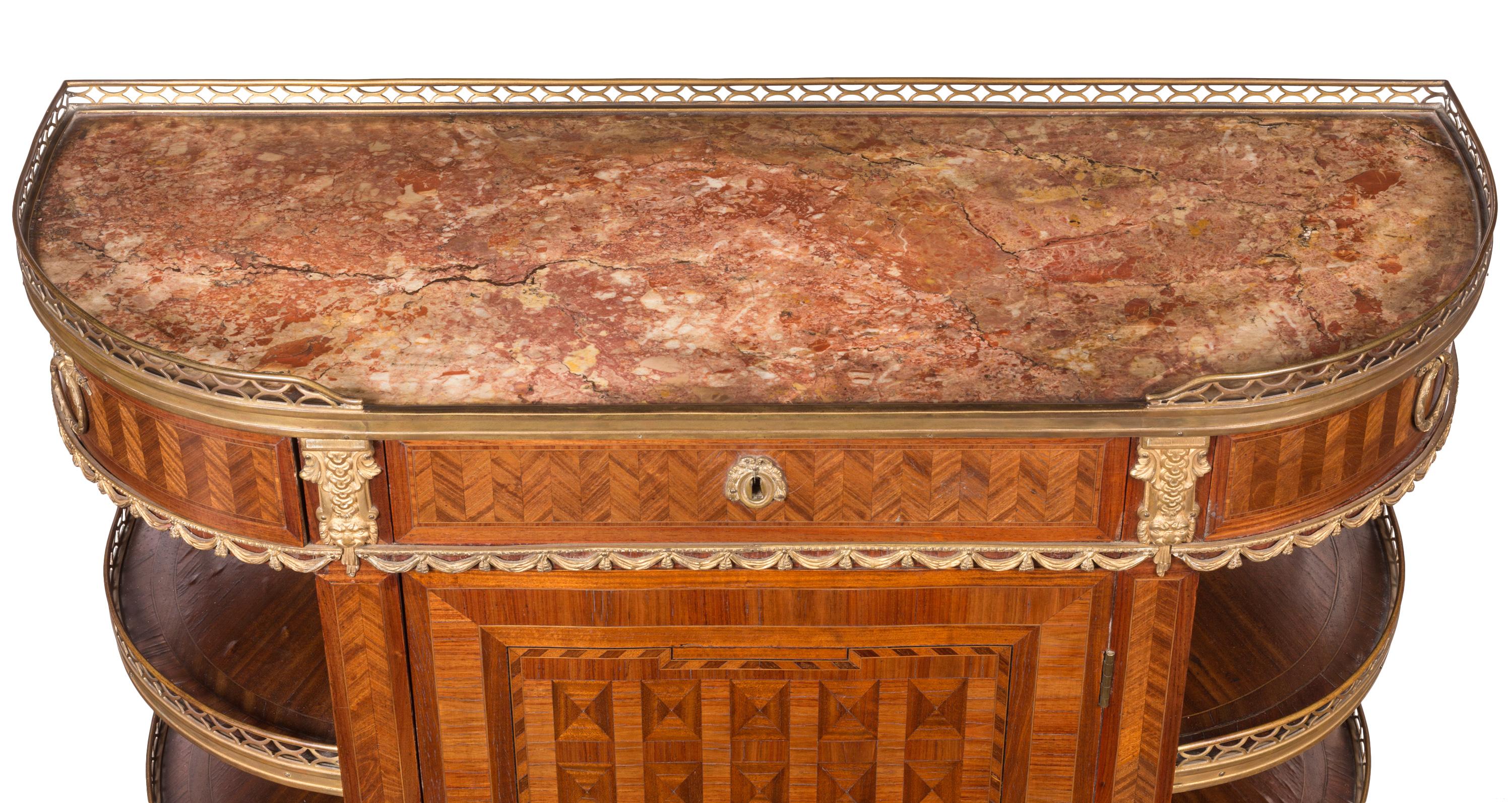 Louis XVI Style Demilune Buffet in Two Parts, Sideboard or Dry Bar, After Linke For Sale 5