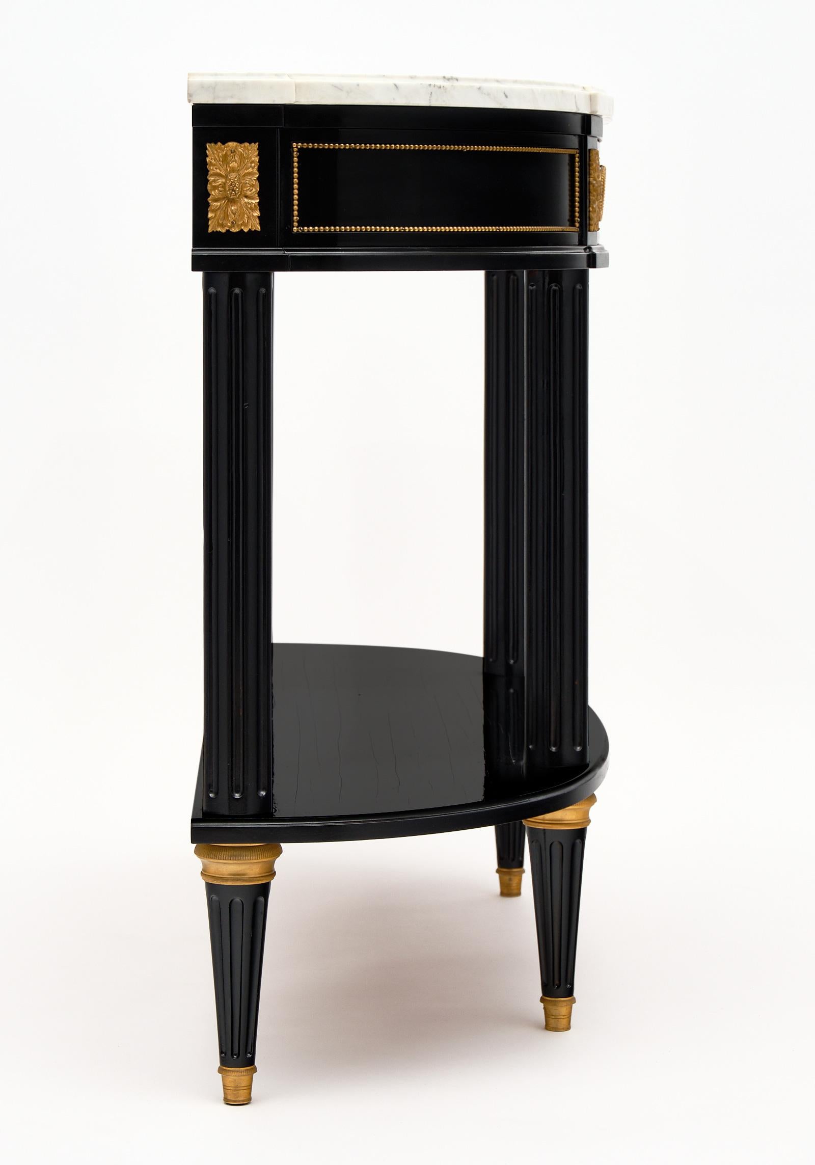 Brass Louis XVI Style Demilune Console Table