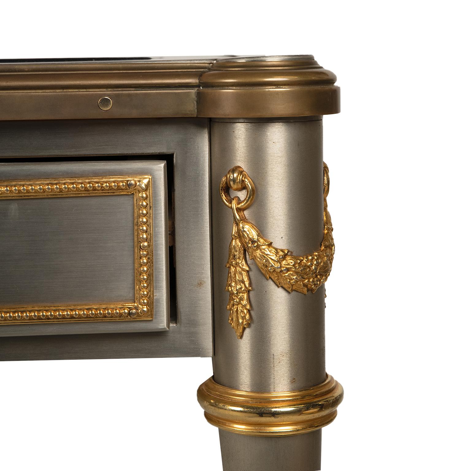 Stainless Steel Louis XVI Style Desk by John Vesey