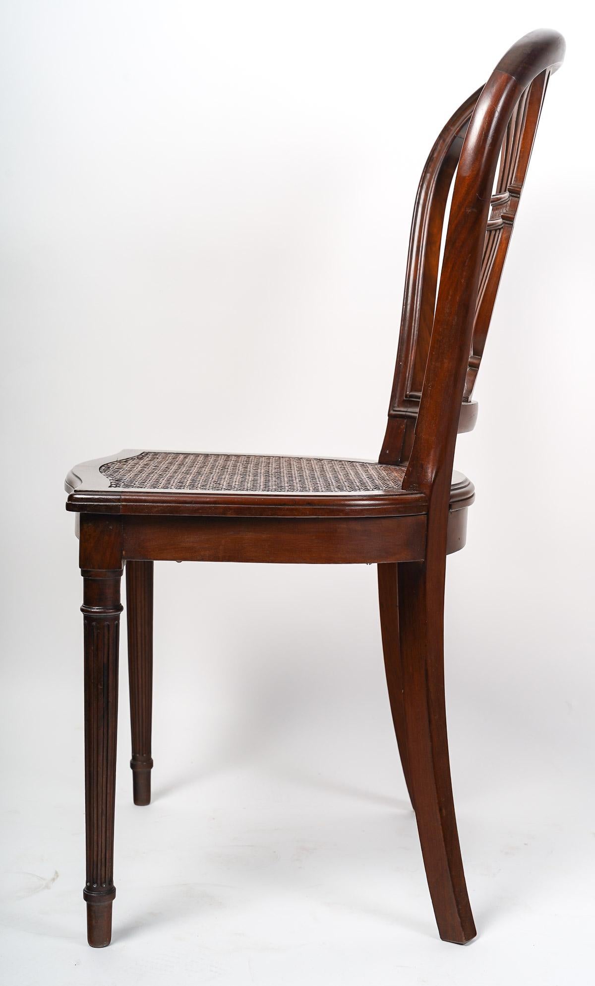 Wicker Louis XVI style desk chair. For Sale