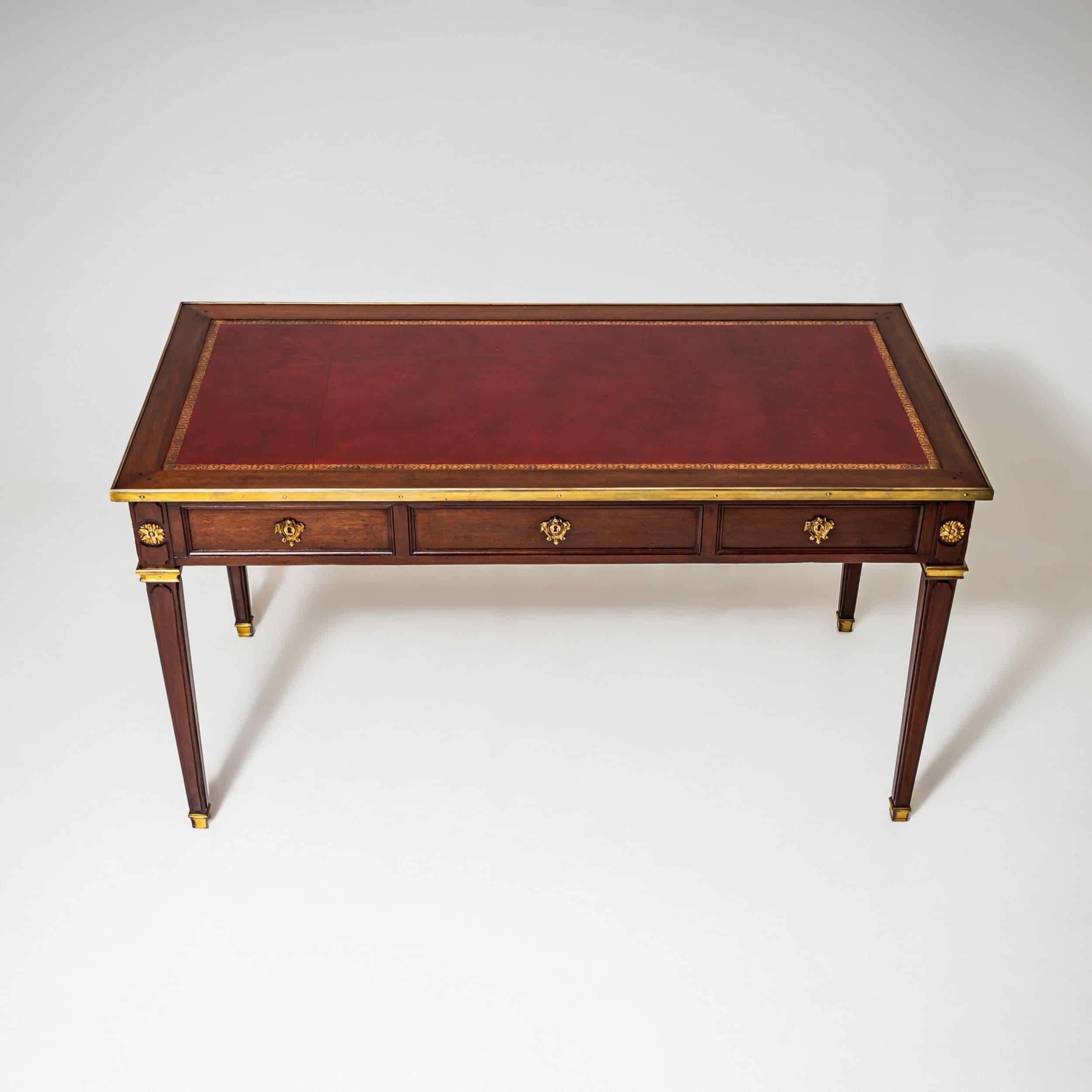 Brass Louis XVI Style Desk, circa 1900 For Sale