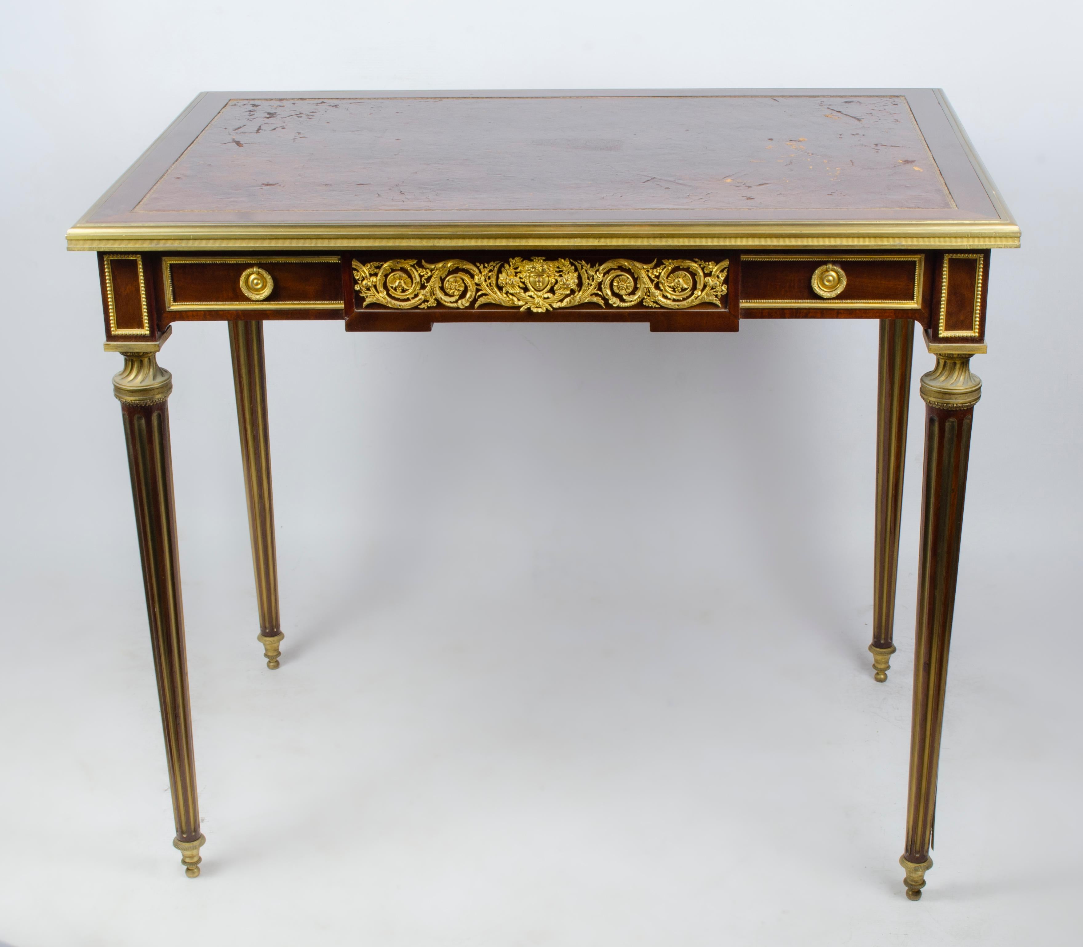 Wood Louis XVI Style Desk Made by Paul Sormani For Sale
