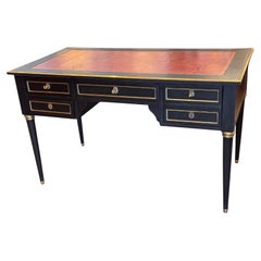 Antique Louis XVI Style Desk With Tooled Leather Top