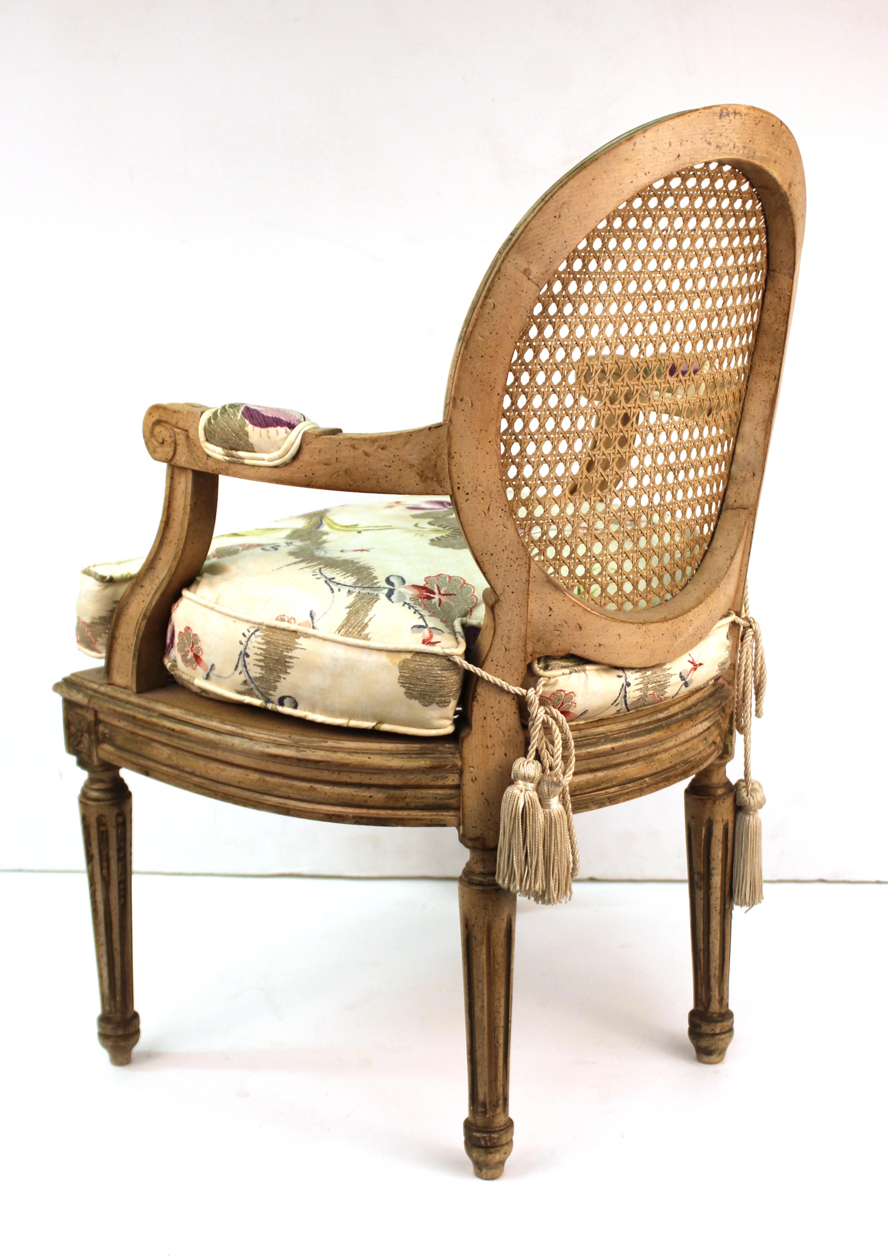 Louis XVI Style Diminutive Armchair with Caned Seat and Back In Good Condition In New York, NY