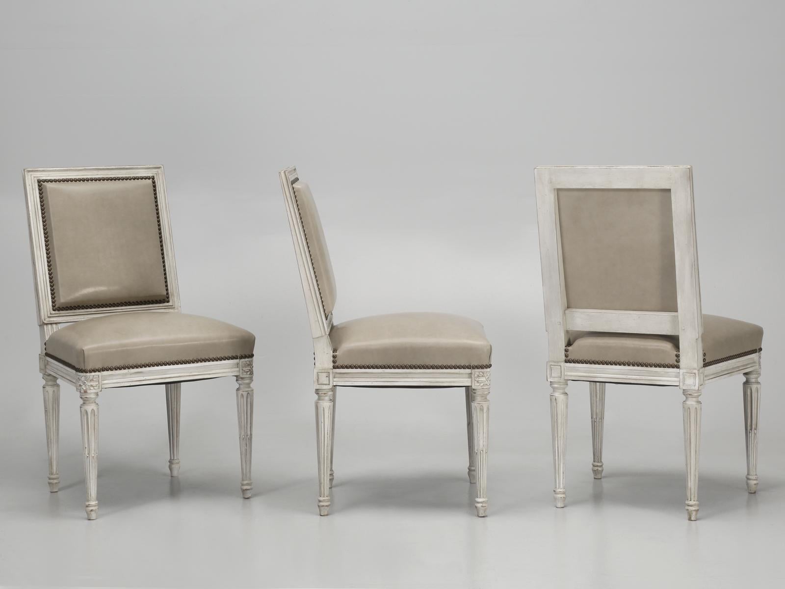 Louis XVI Style Dining Chairs Hand-Carved in France and Assembled in Chicago COM For Sale 1