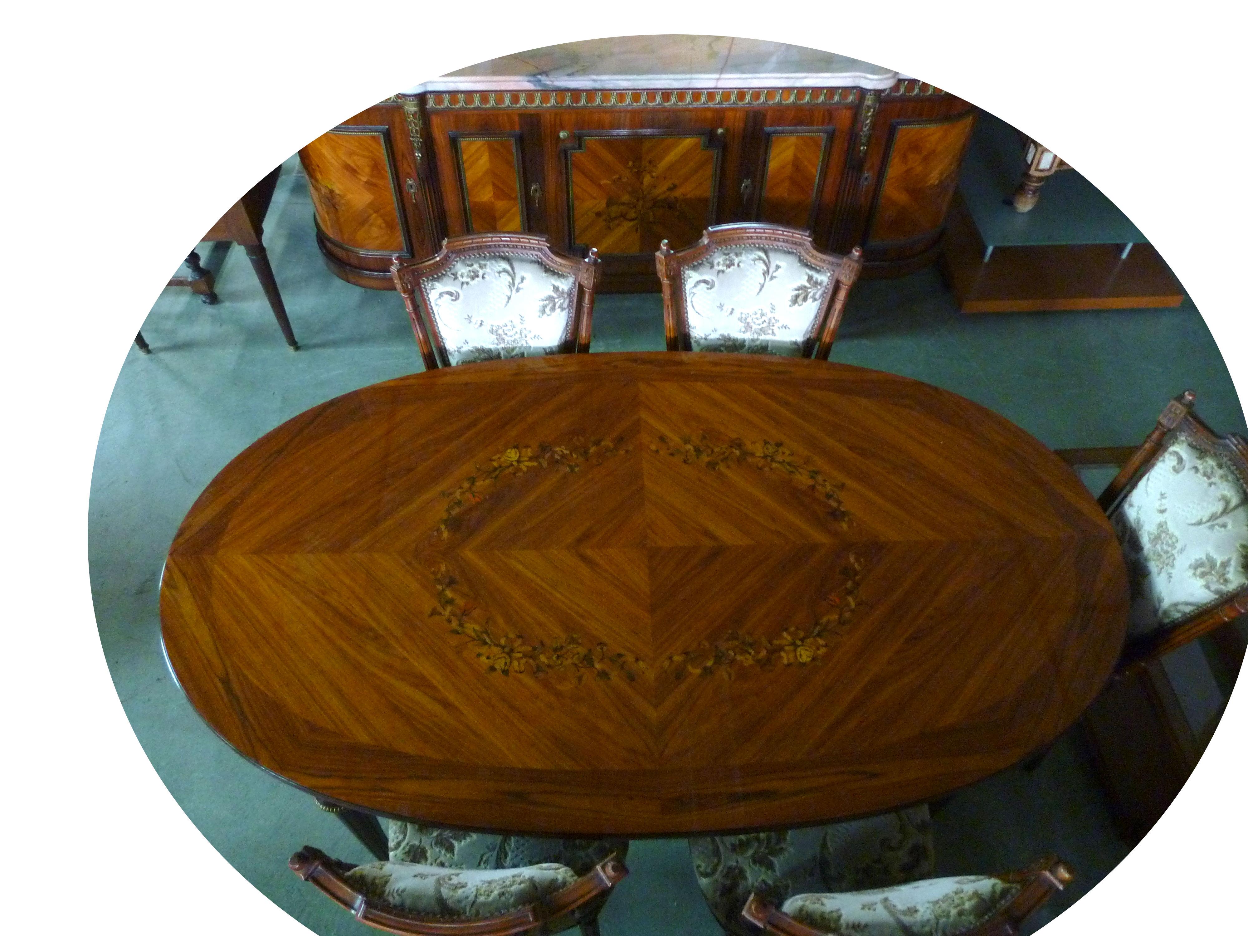 Louis XVI Style Dining Table Extending Rosewood Marquetry Ormolu signed JP Ehalt 2