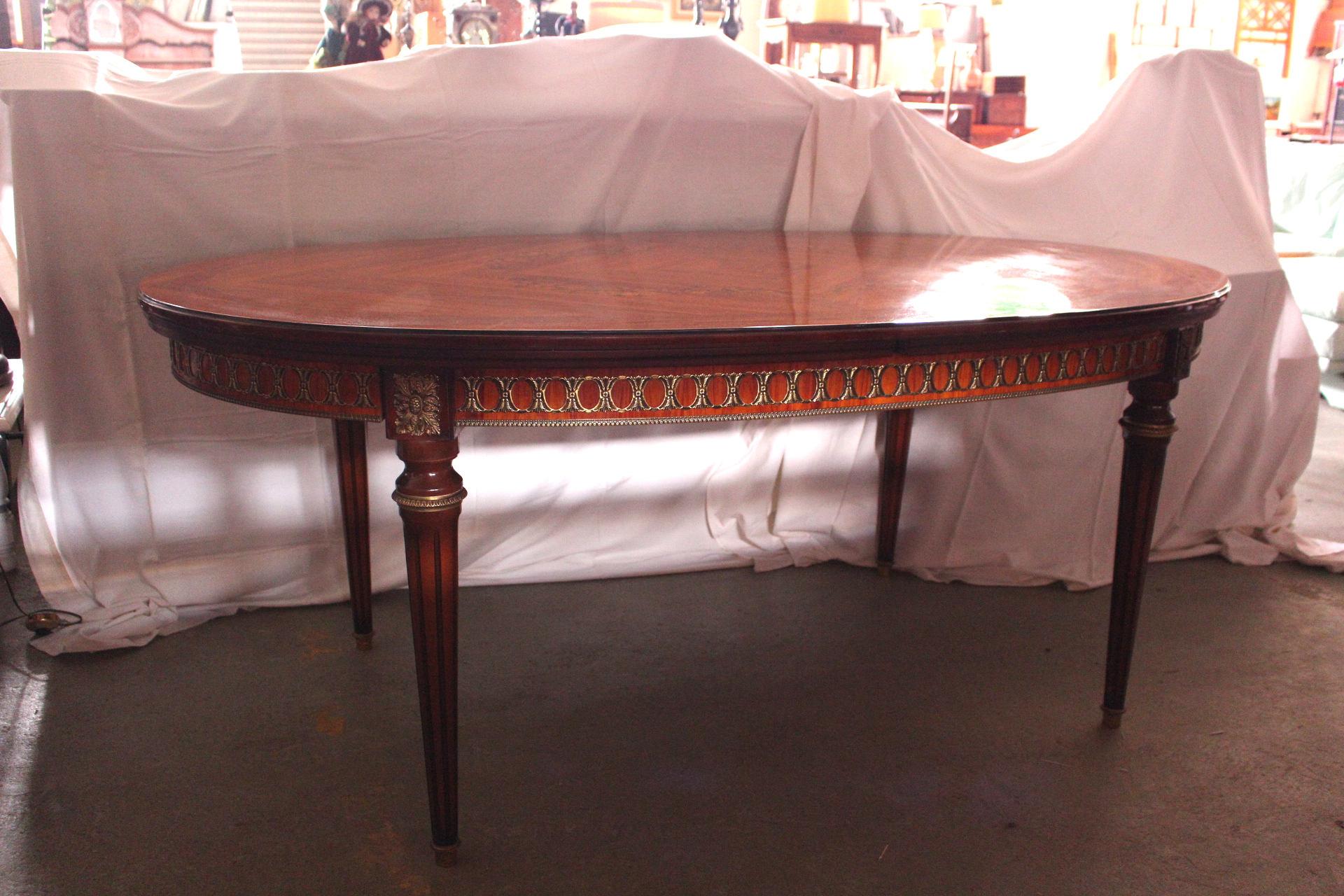 Louis XVI Style Dining Table Extending Rosewood Marquetry Ormolu signed JP Ehalt 3