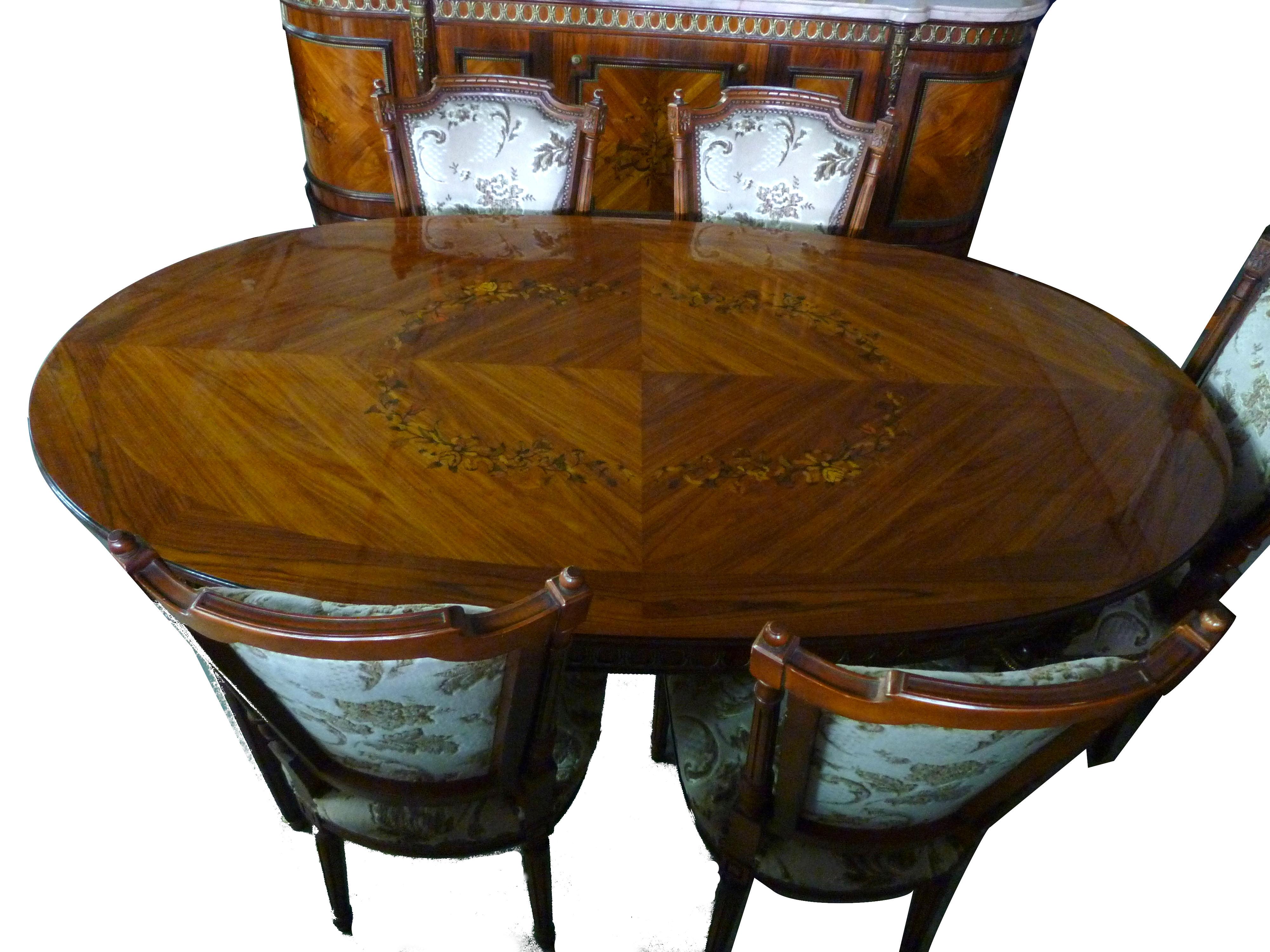 Mid-20th Century Louis XVI Style Dining Table Extending Rosewood Marquetry Ormolu signed JP Ehalt