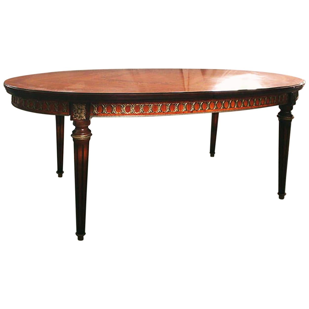 Louis XVI Style Dining Table Extending Rosewood Marquetry Ormolu signed JP Ehalt