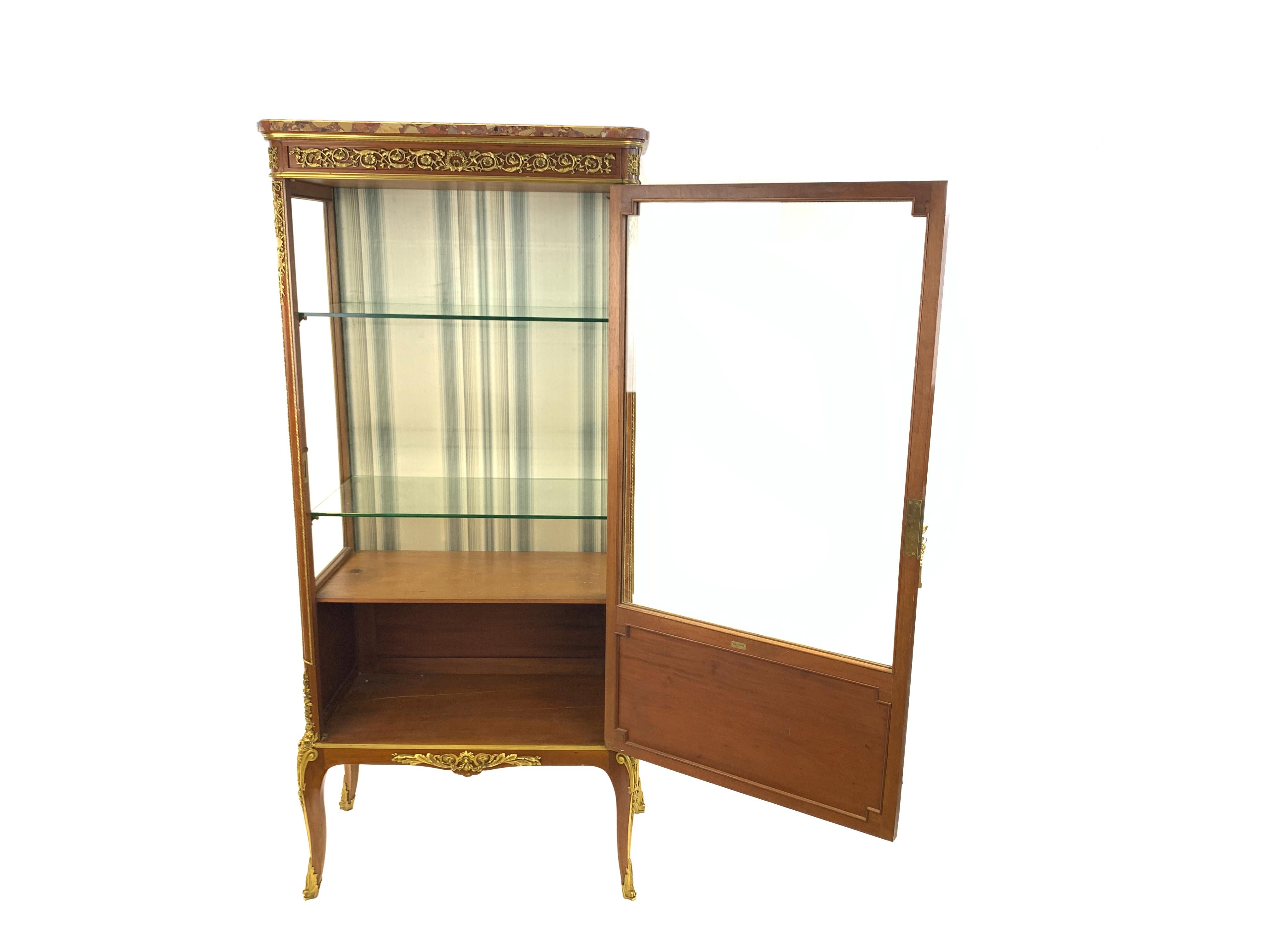 French Louis XVI Style Display Cabinet with Ormolu Mounts, Maison Krieger For Sale